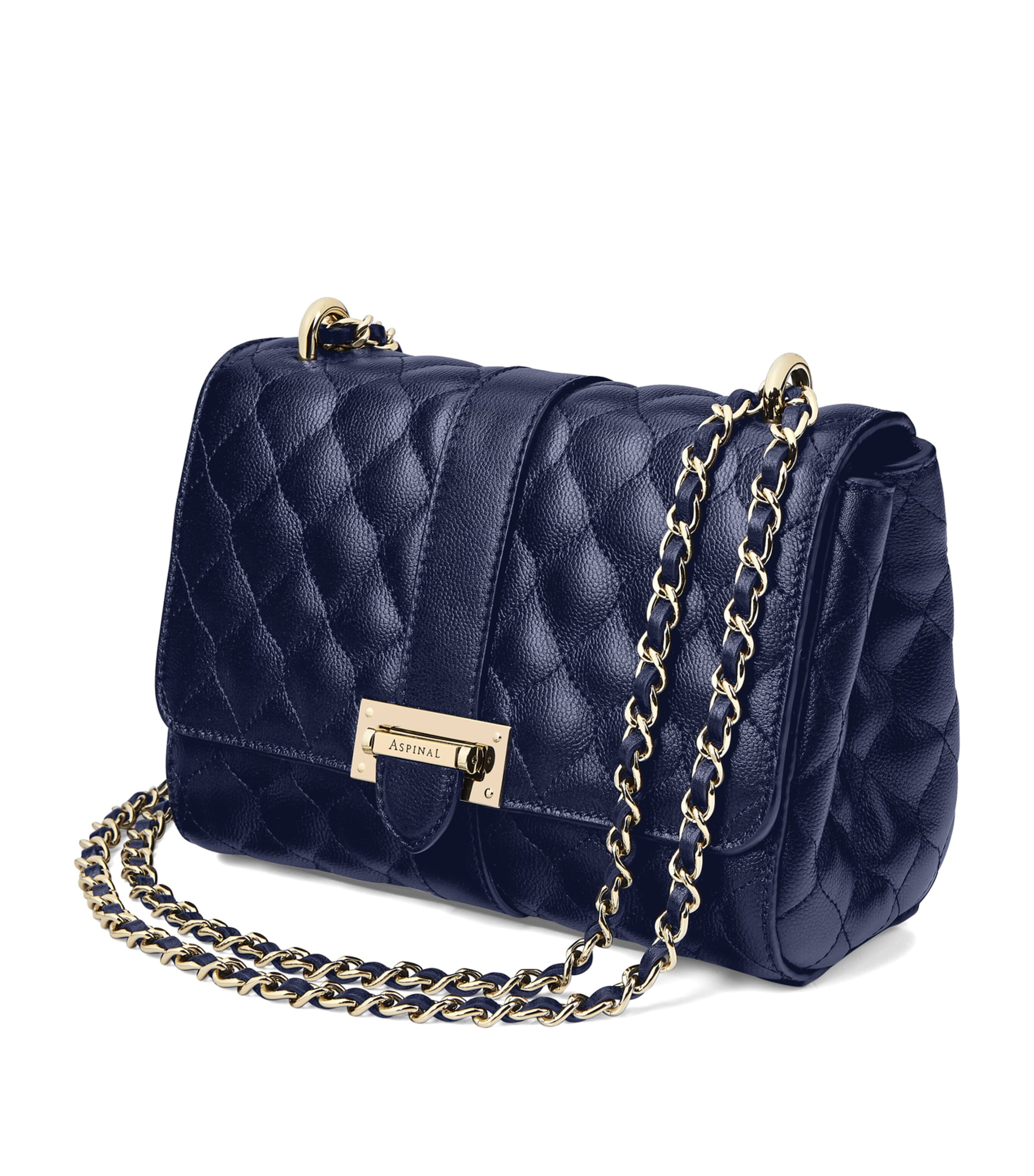 Aspinal Of London Lottie Quilted Leather Shoulder Bag In Navy