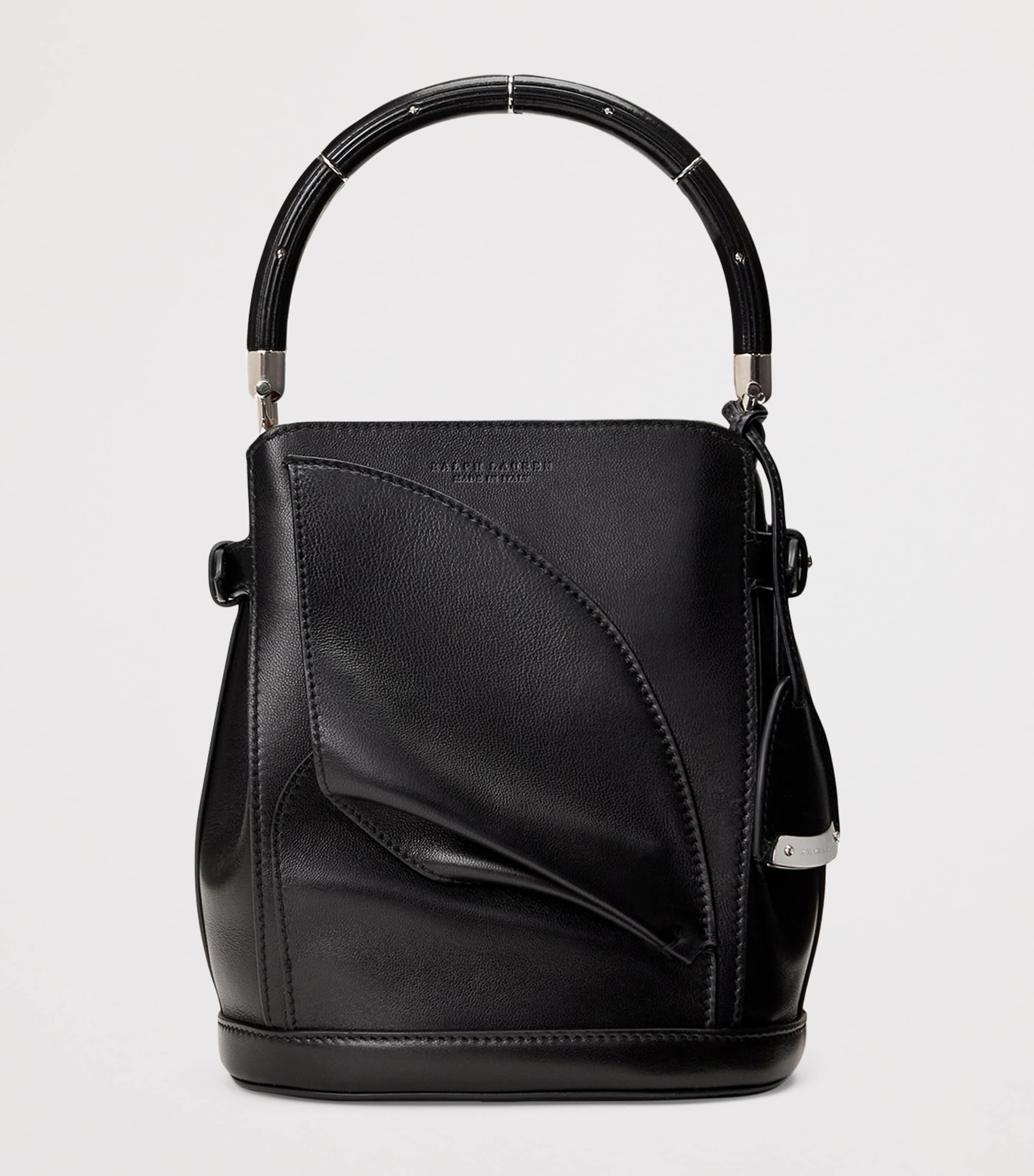 Ralph Lauren Collection Small Leather Floral Bucket Bag Black Image 4