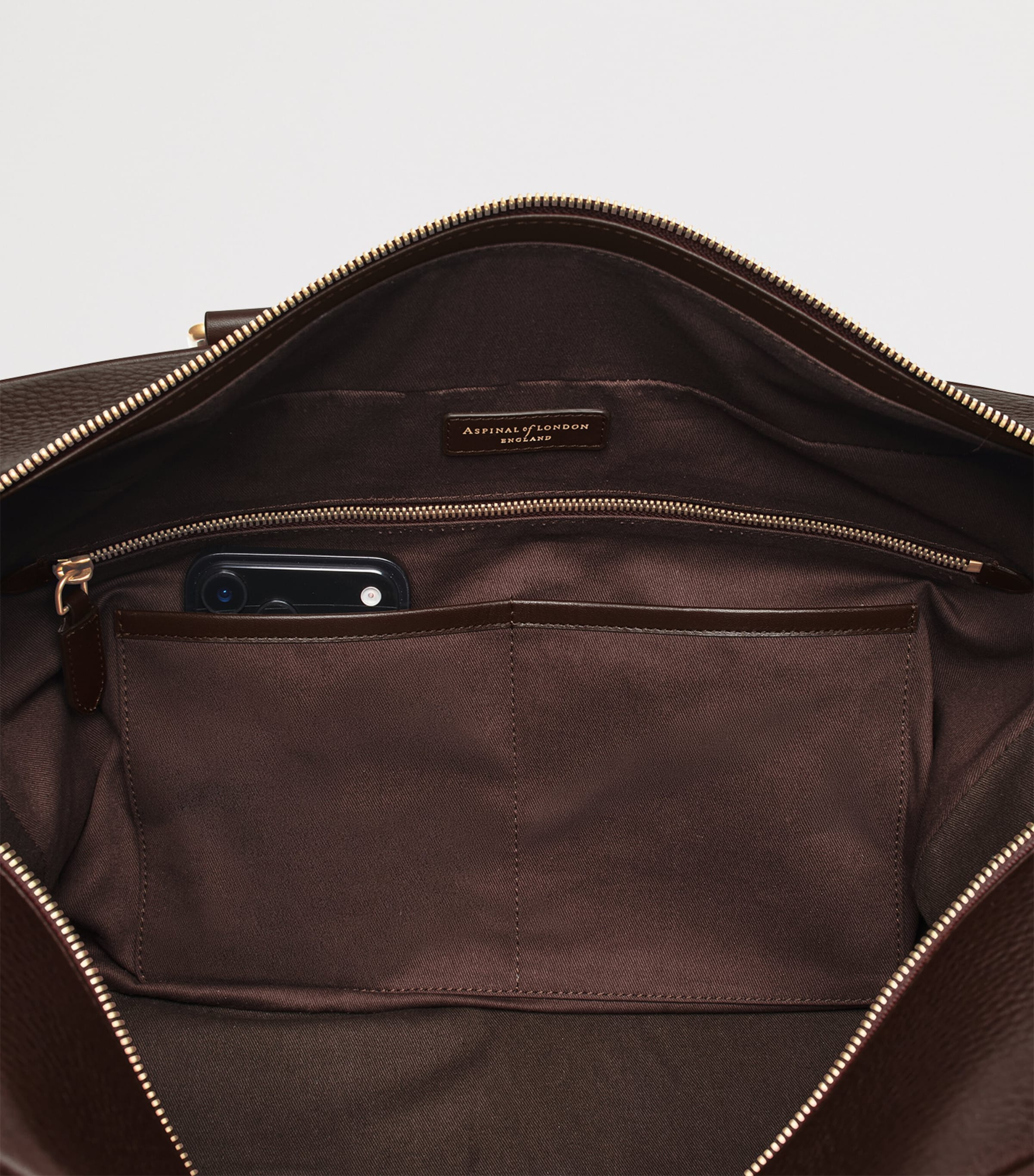Aspinal Of London Grained Leather 36-Hour Holdall Conker Image 5