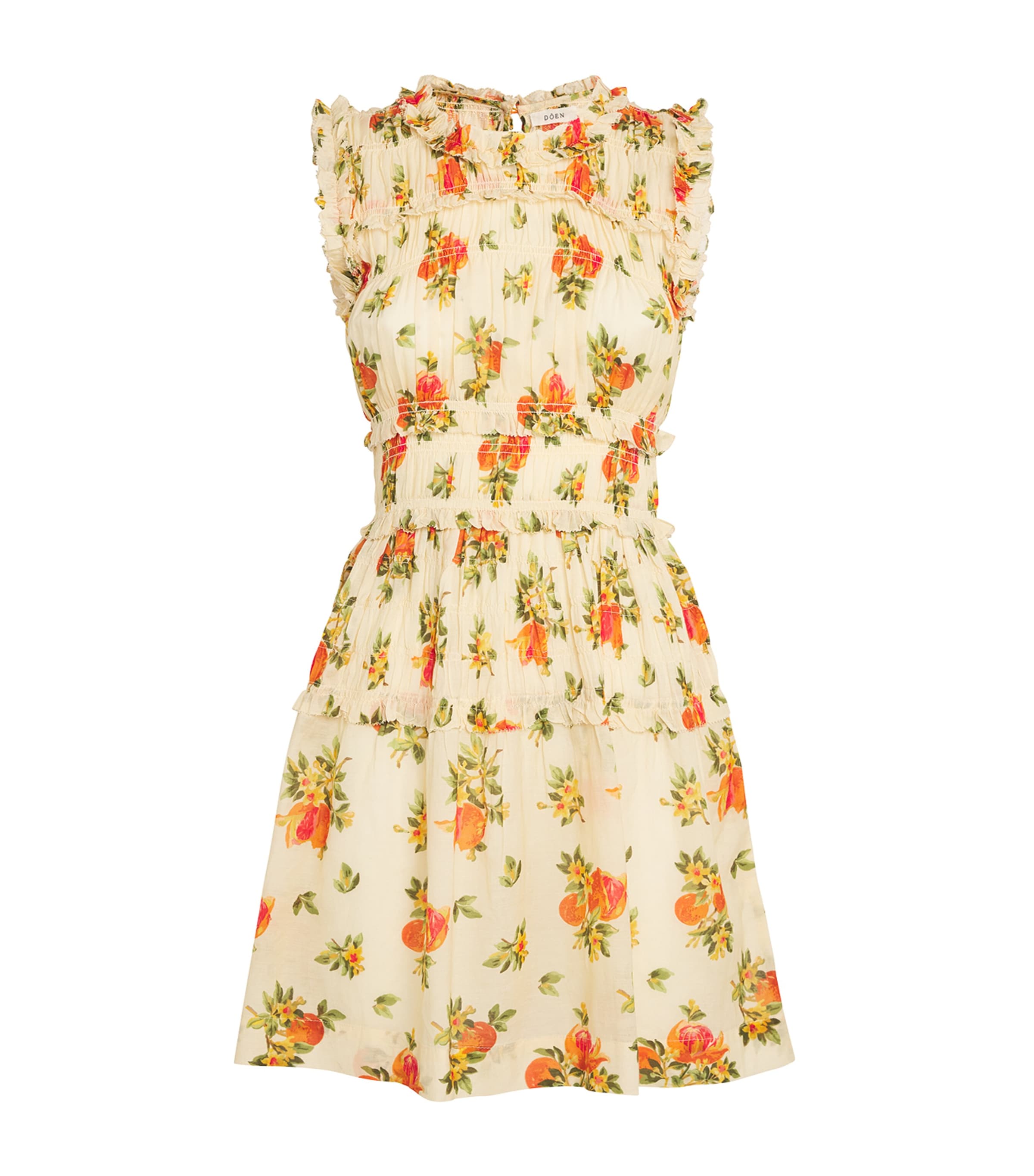 Shop Doen Orangerie Floral Print Martha Mini Dress In Yellow