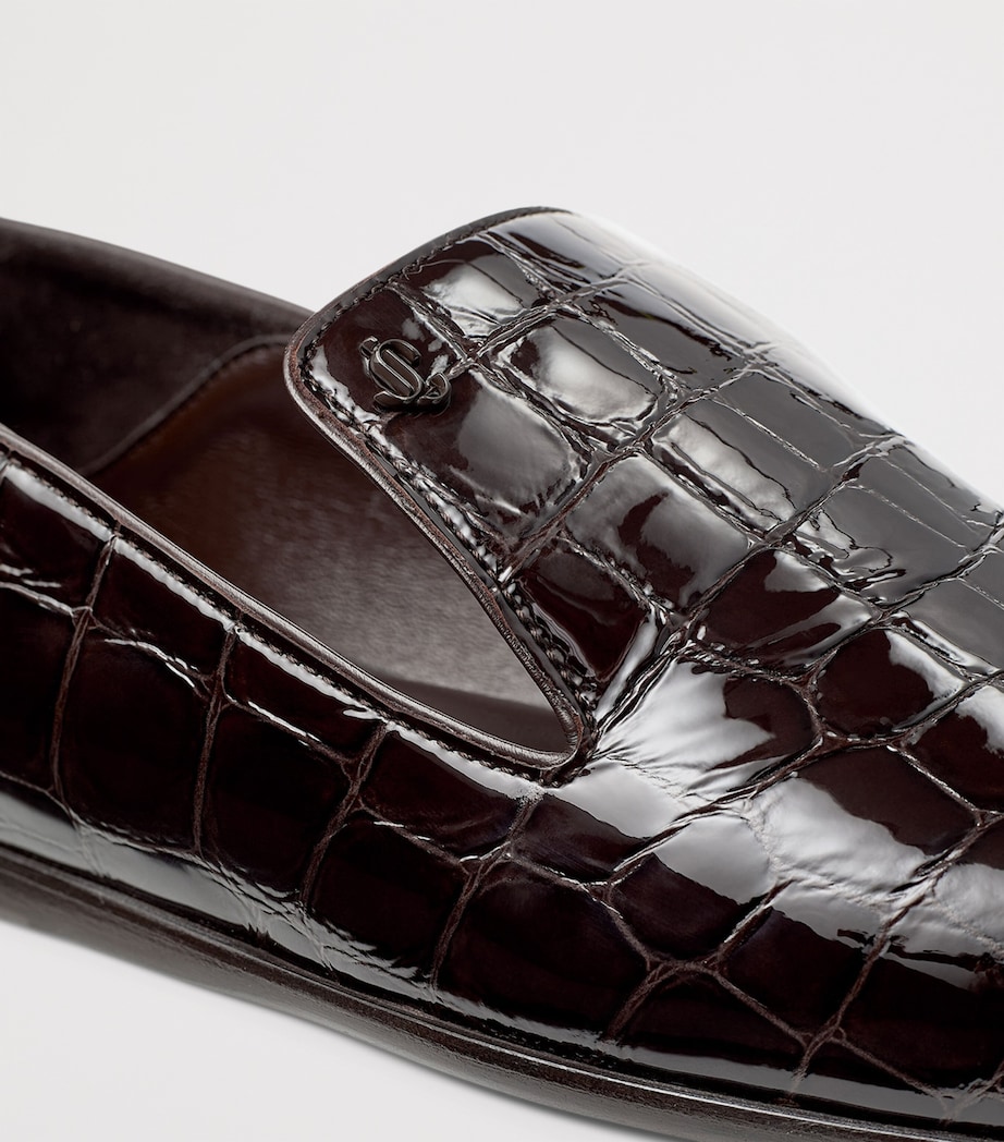 Elliot Leather Croc-Embossed Loafers SAMBUCO Image 6