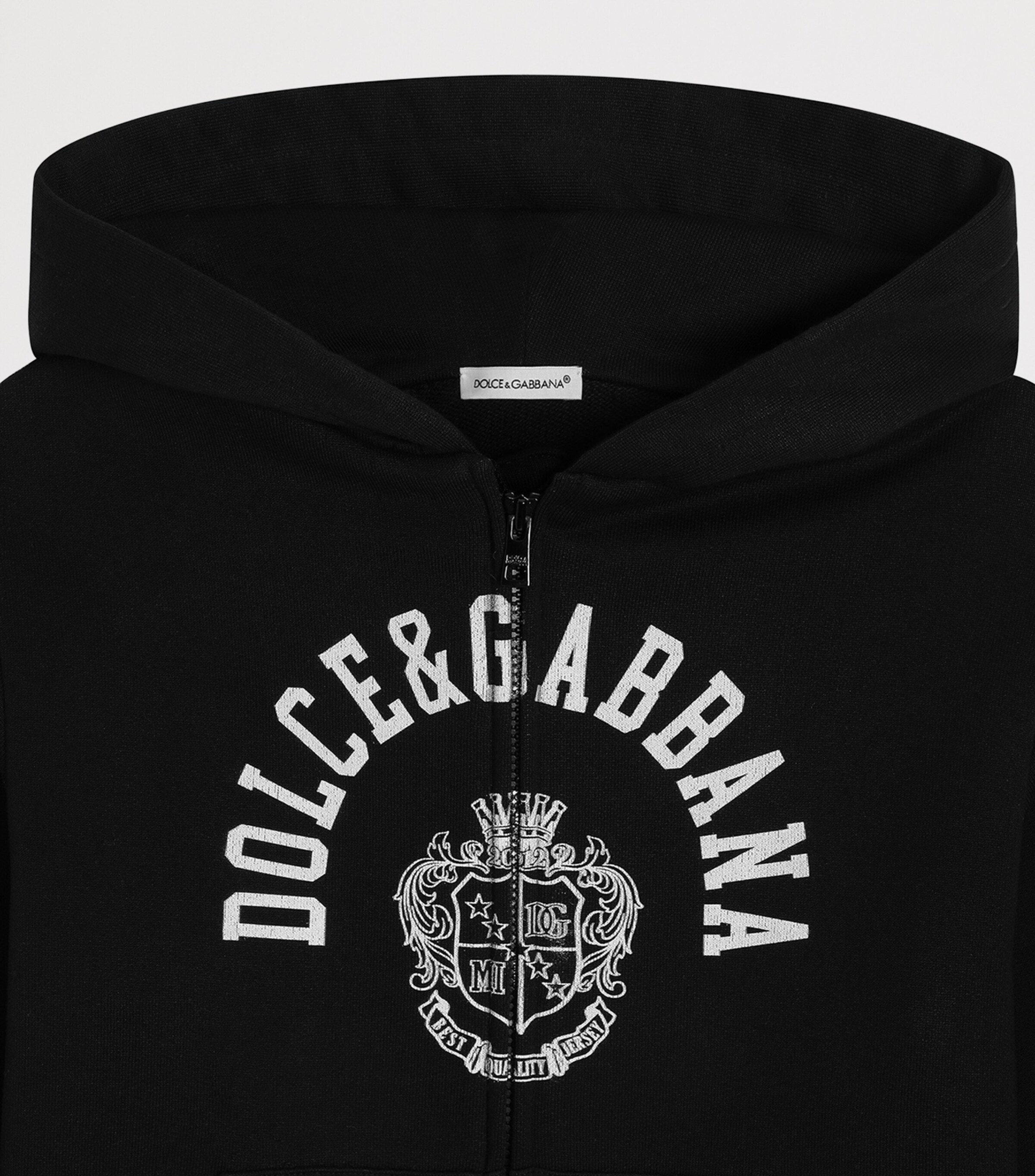 Dolce&Gabbana Kids Cotton Logo Zip-Up Hoodie (8-12+ Years) Black Image 3