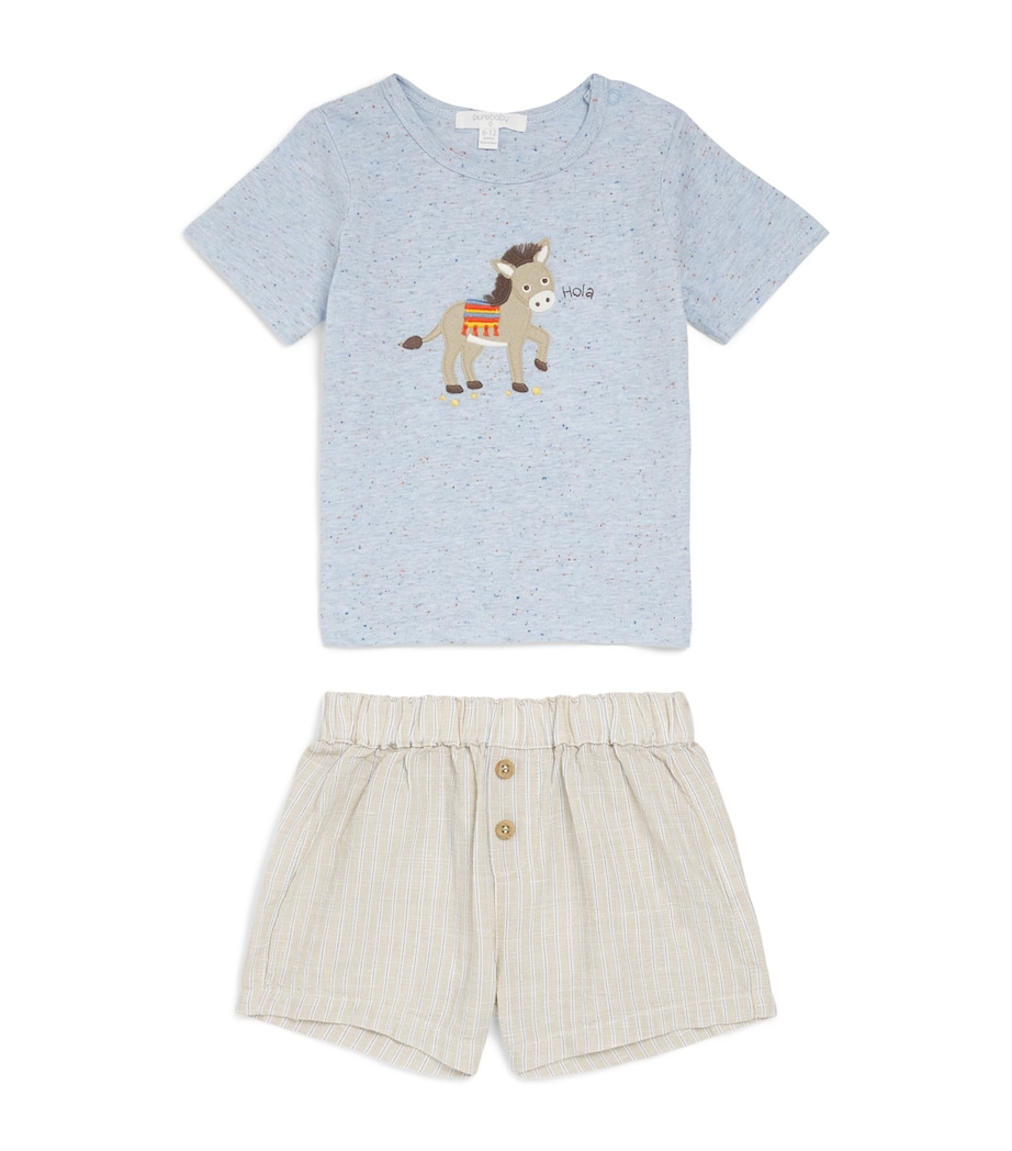 Purebaby Organic Cotton-Linen T-Shirt and Shorts Set (0-12 Months) Tacst Image 1