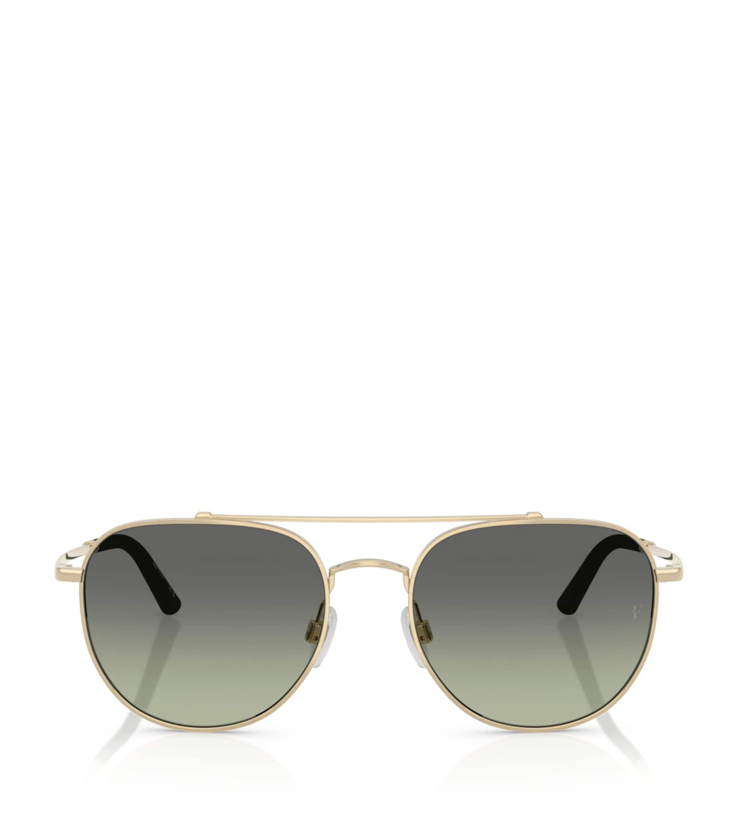 Oliver Peoples x Roger Federer Metal R-10 Pilot Sunglasses Gold Image 1