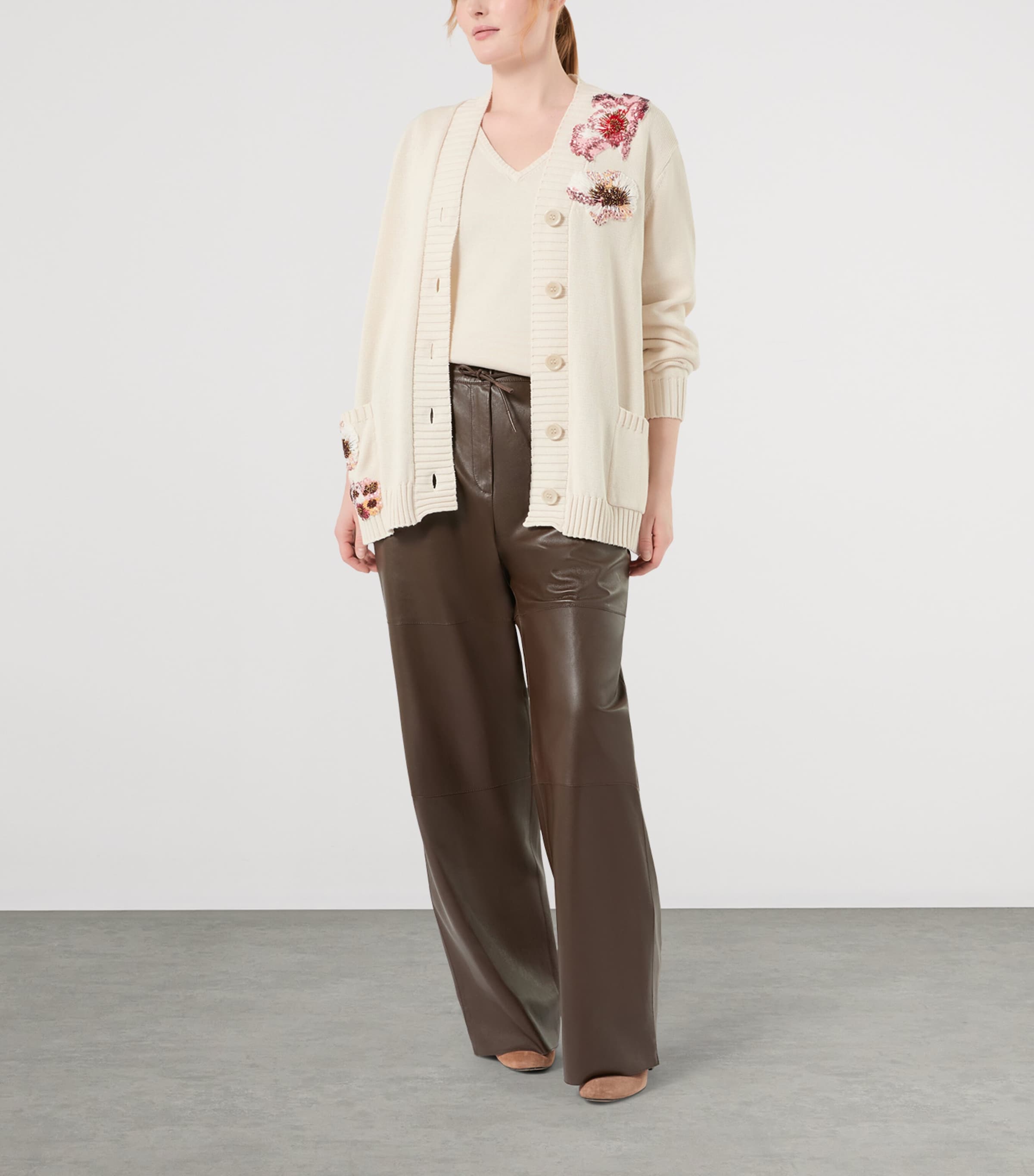 Marina Rinaldi Womens Cotton Sequin Cardigan White Image 2