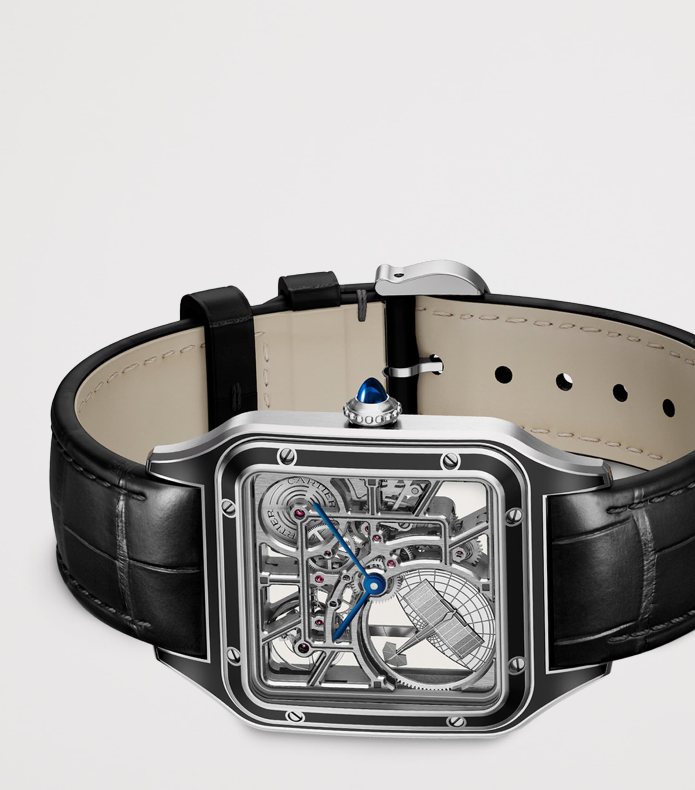 Large Steel Santos-Dumont Skeleton Watch 43.5mm STEEL Image 7