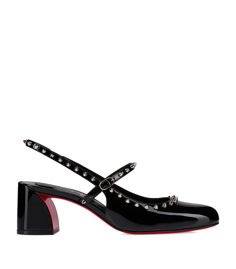 Jani Spikes Patent Leather Slingback Pumps 55 B439 Image 1