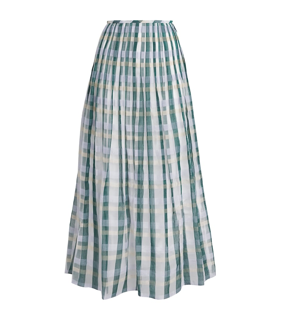 Lafayette 148 Womens Cotton-Silk Pintuck Maxi Skirt Grsmu Grass Multi Image 1
