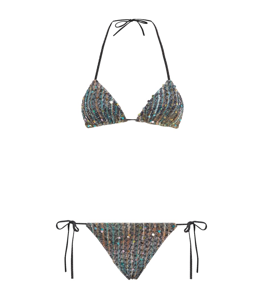 Missoni Womens Sequin Triangle Bikini Smsnt Mlt Brn/blu/wh Image 1