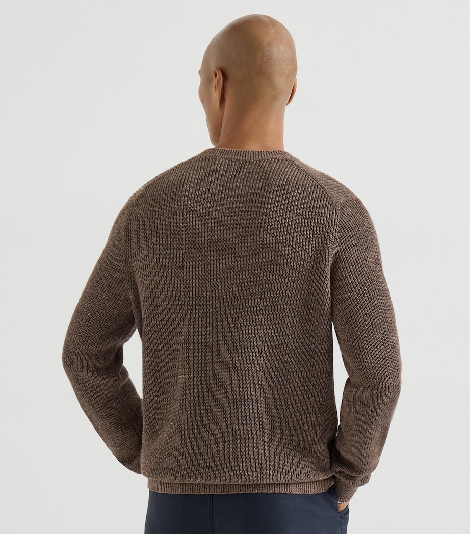 Brunello Cucinelli Mens Linen-Cotton Henley Sweater Image 4