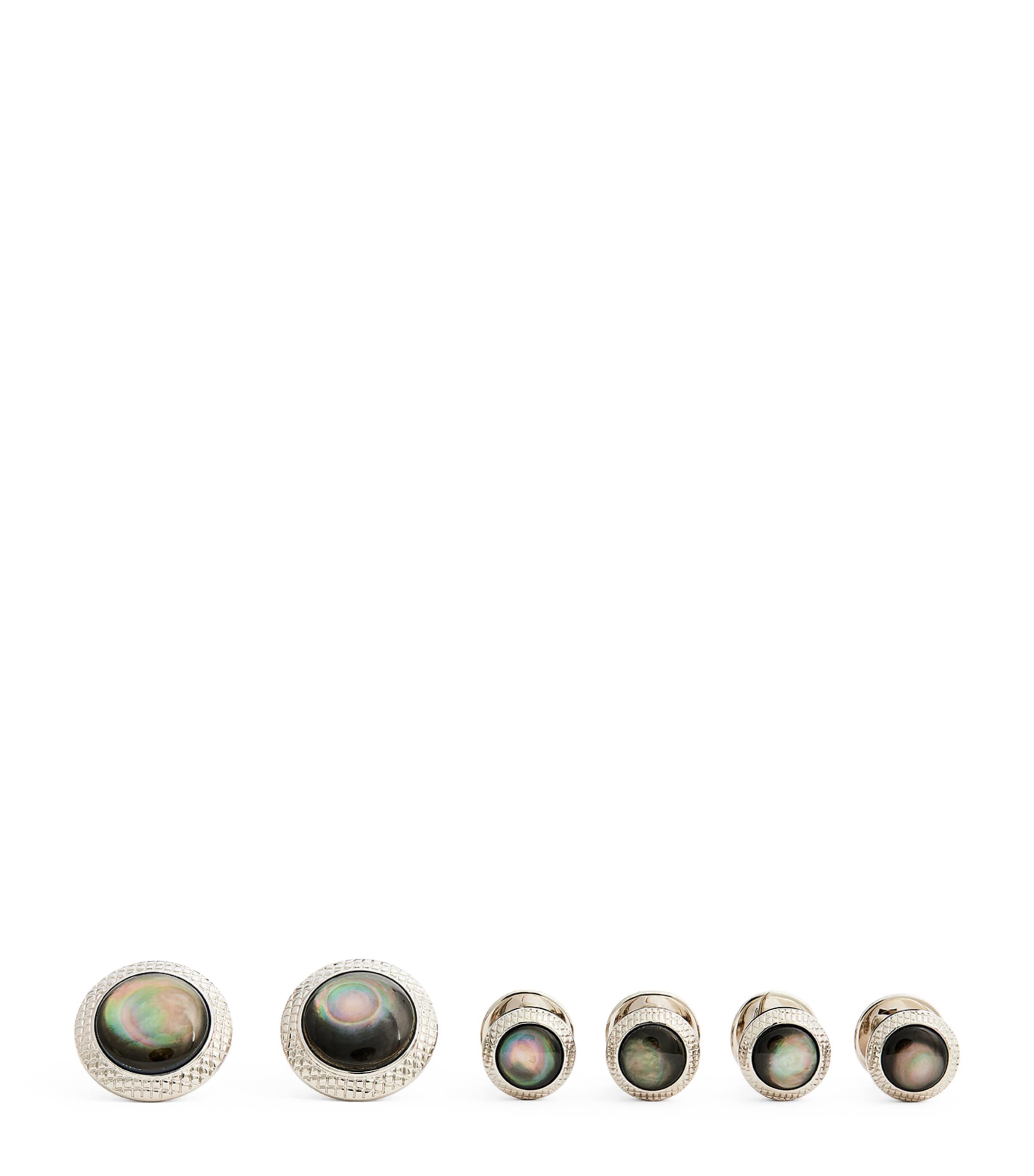 Tateossian Palladium-plated Bullseye Cufflinks And Studs Set In Gray