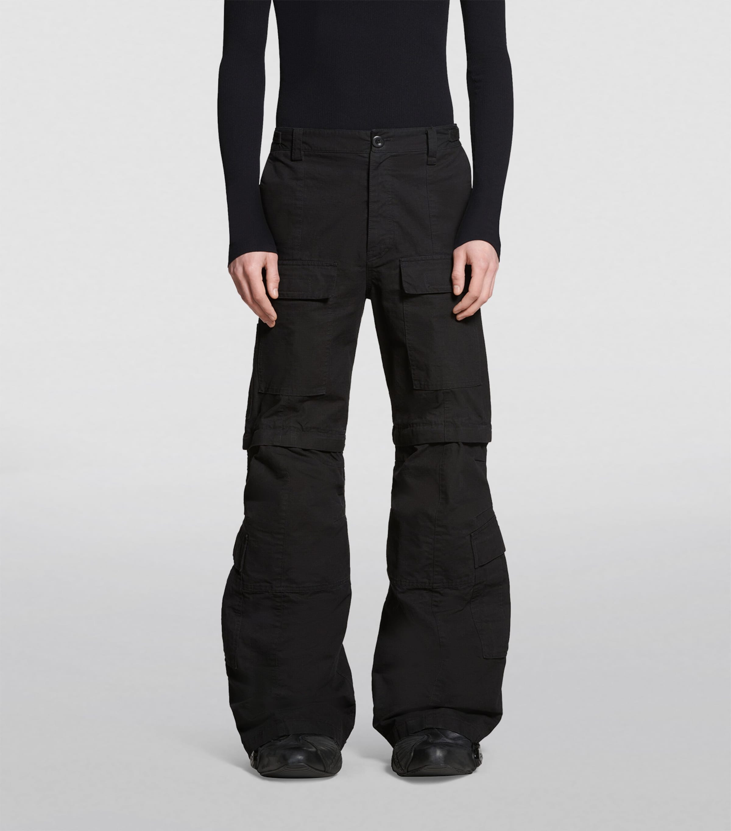 Balenciaga Black Flared Cargo Trousers | Harrods US
