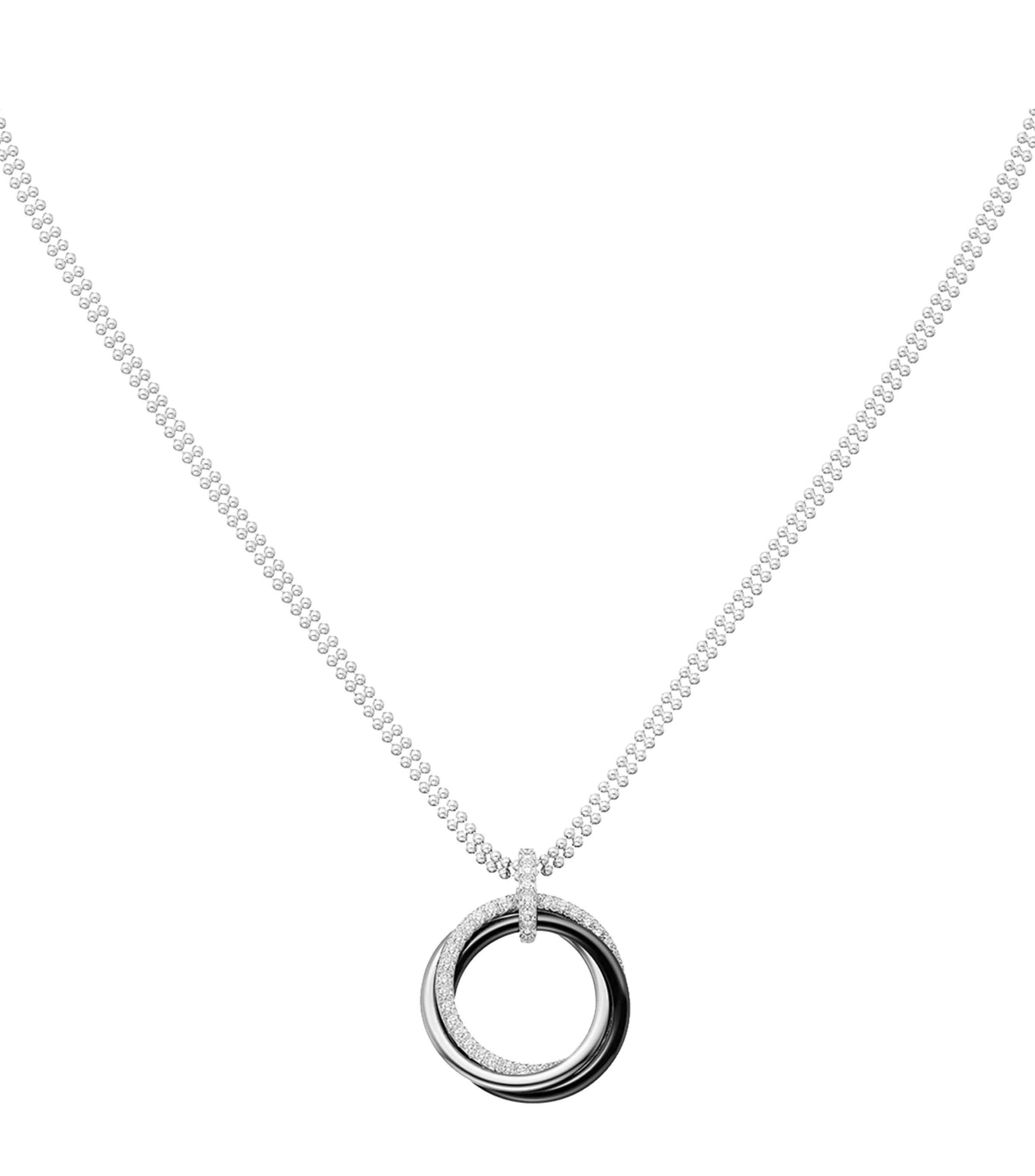 White Gold, Black Ceramic and Diamond Trinity Necklace WHITE GOLD Image 1