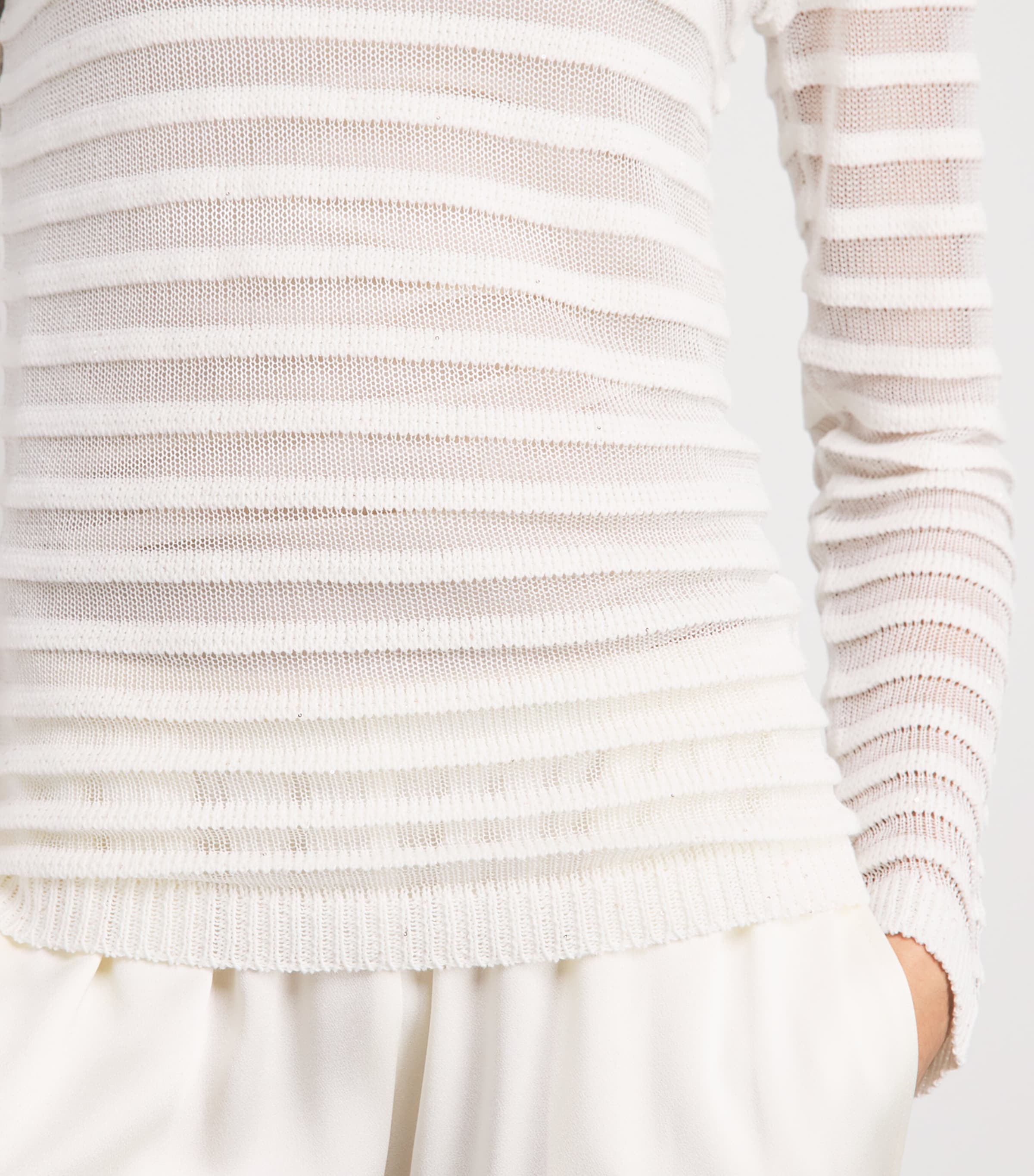 Fabiana Filippi Womens Cotton-Blend Stripe Sweater Bianco Image 3