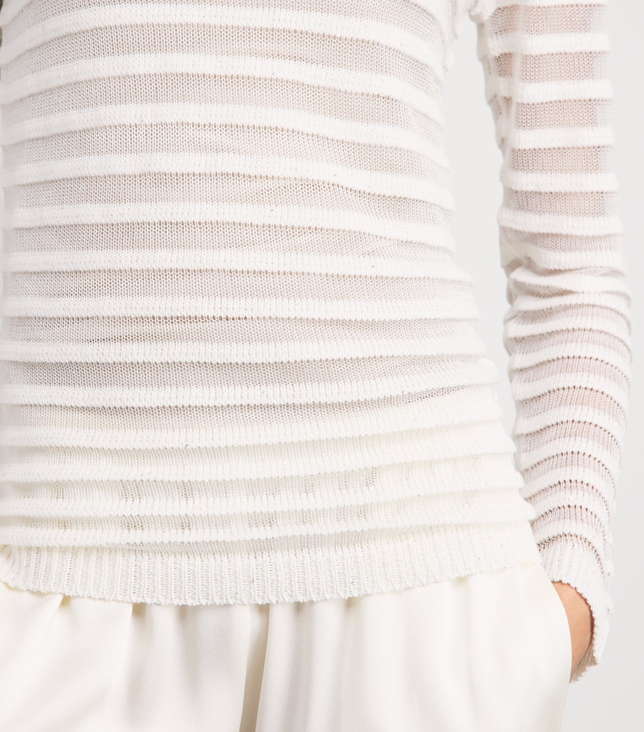Fabiana Filippi Womens Cotton-Blend Stripe Sweater Bianco Image 3
