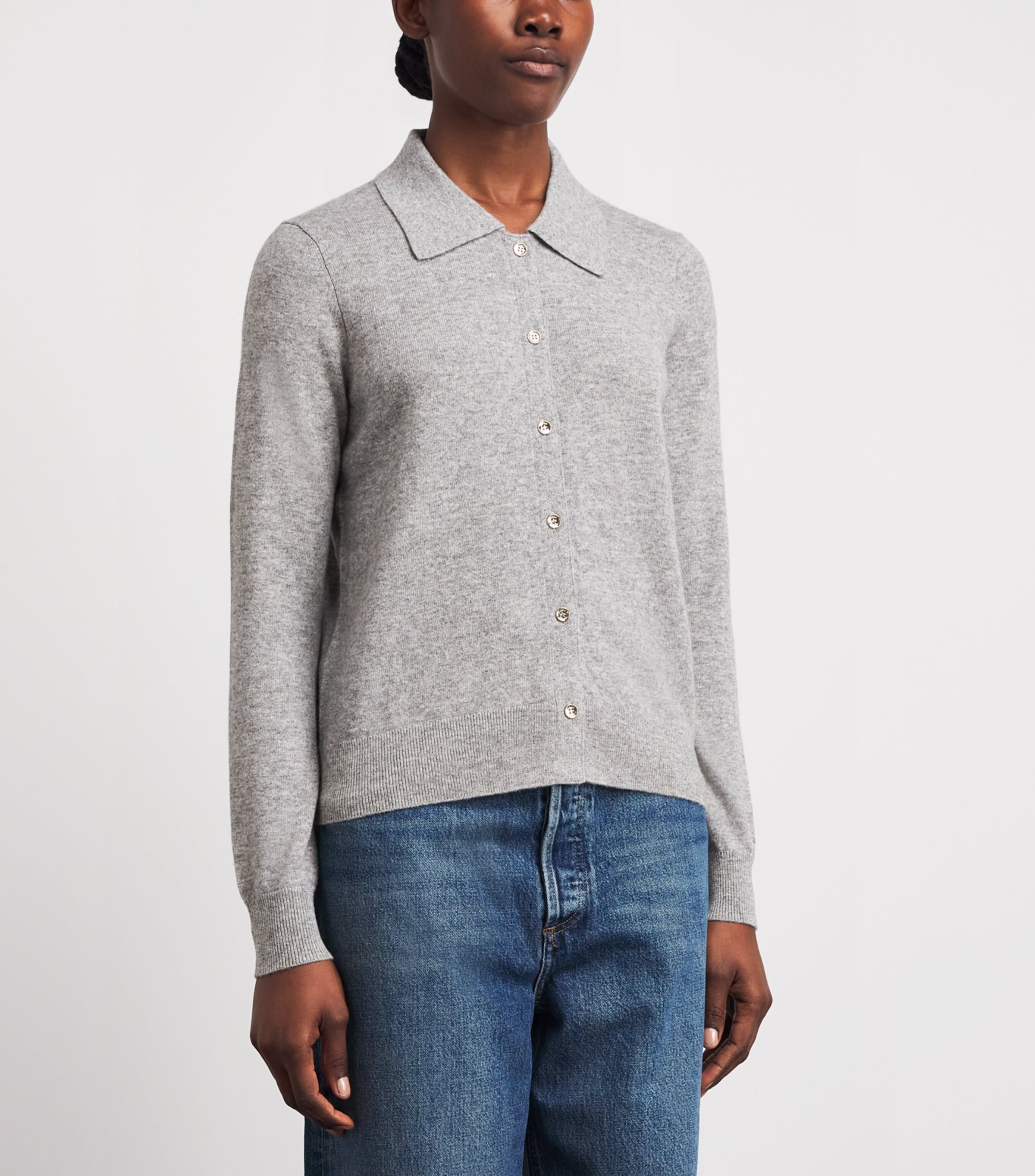 Claudie Pierlot Womens Wool Cardigan Mottled Grey Image 4
