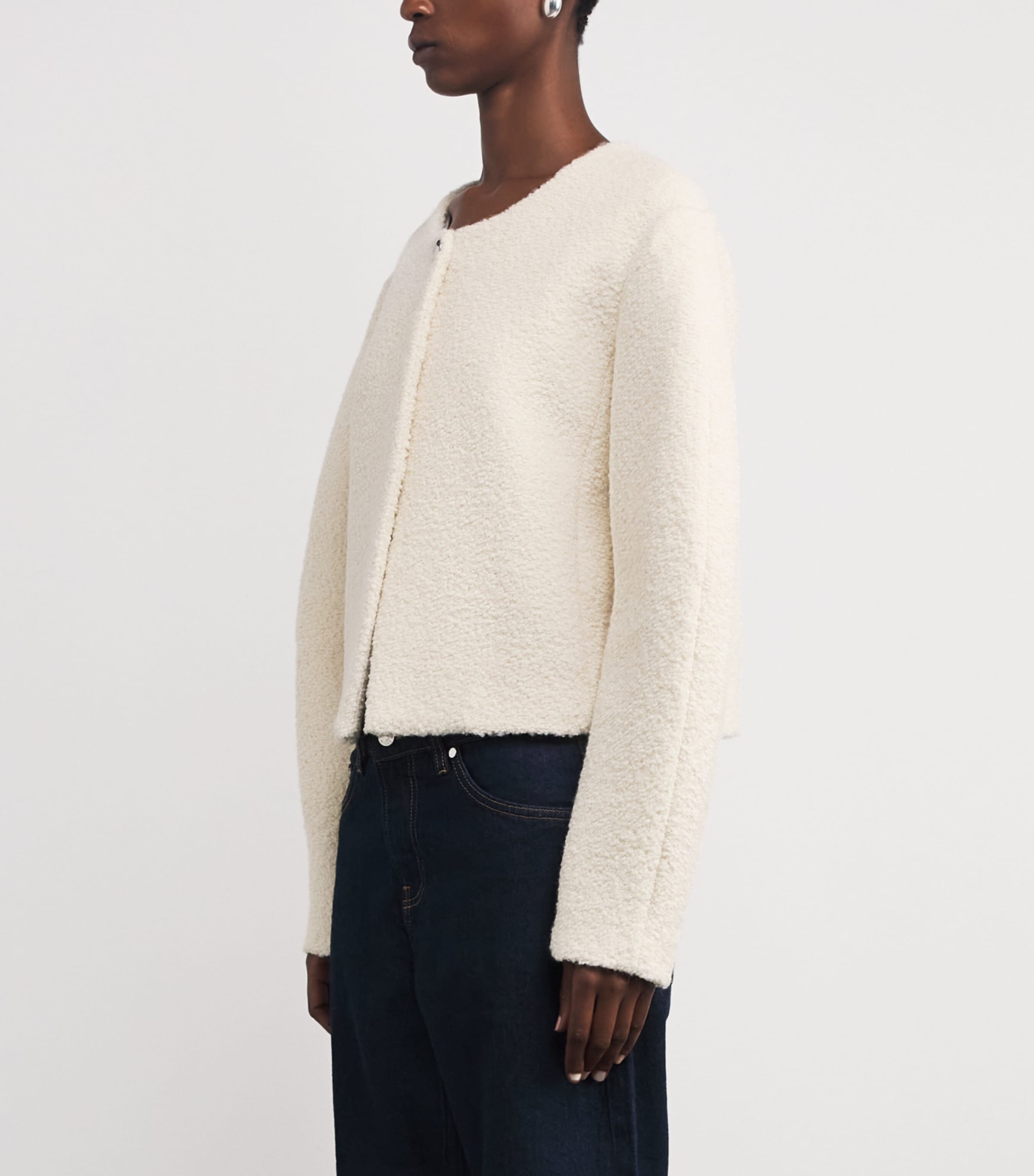 Alpaca Wool-Blend Bouclé Blazer FEATHER WHITE Image 3