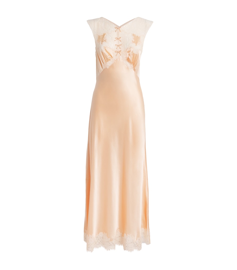 DÔEN Womens Silk Marcelle Midi Dress Peach Sorbet Image 1