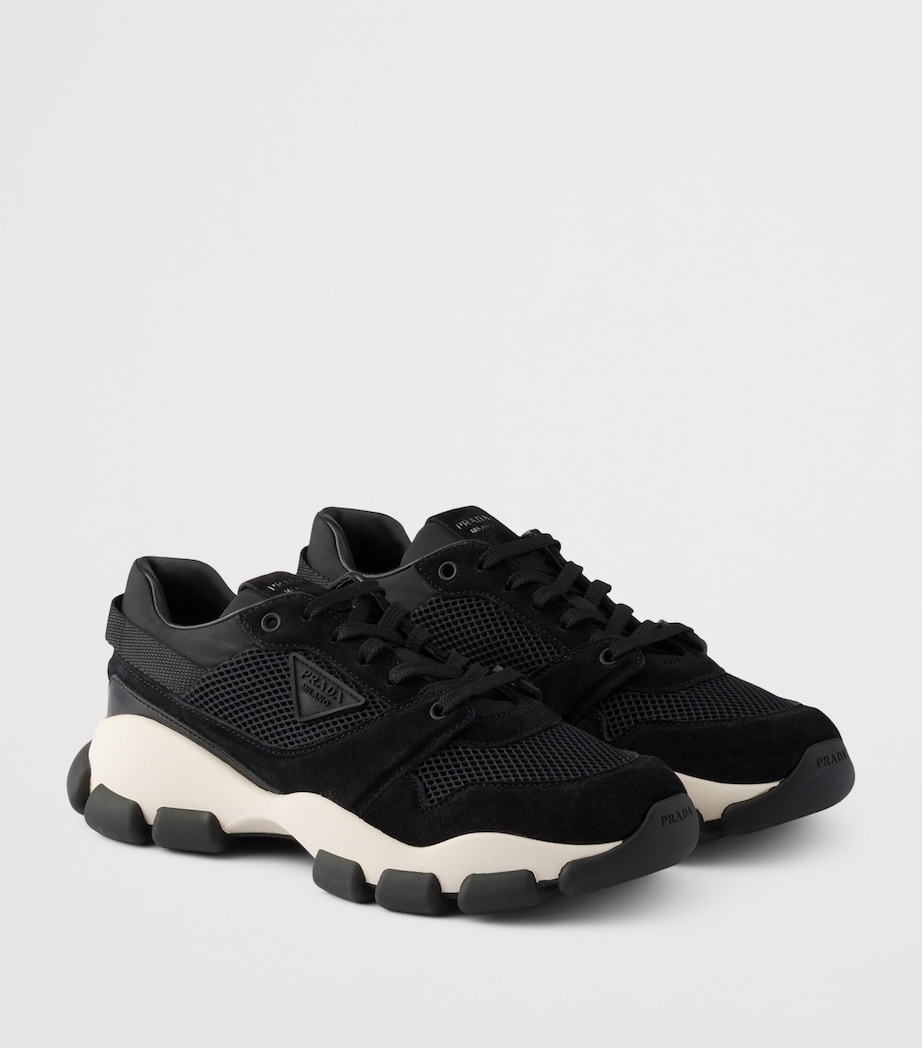 Prada Mesh Fabric and Suede Sneakers Black Image 2