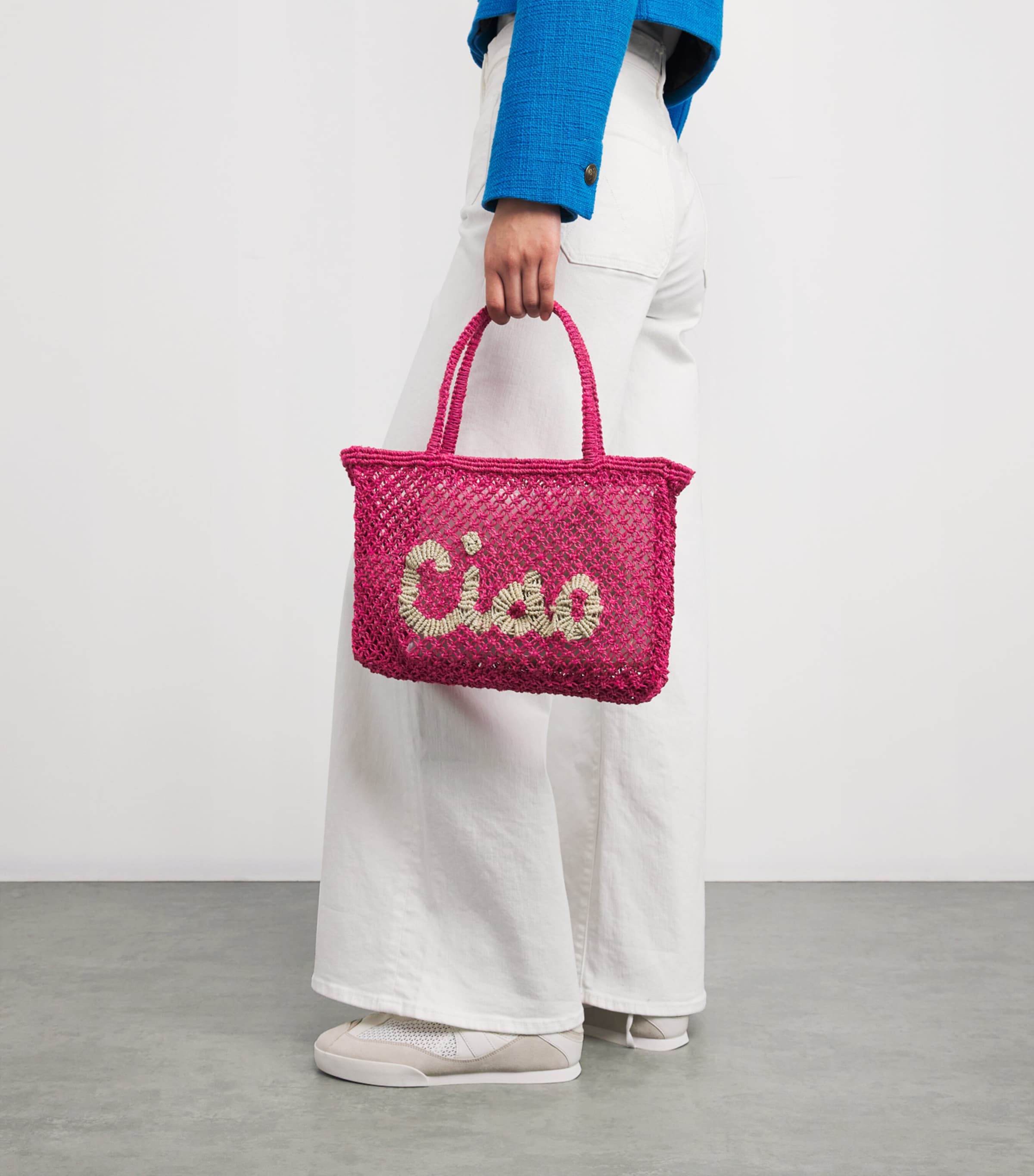 the Jacksons Mini Jute Ciao Tracy Tote Bag Hot Pink Image 5