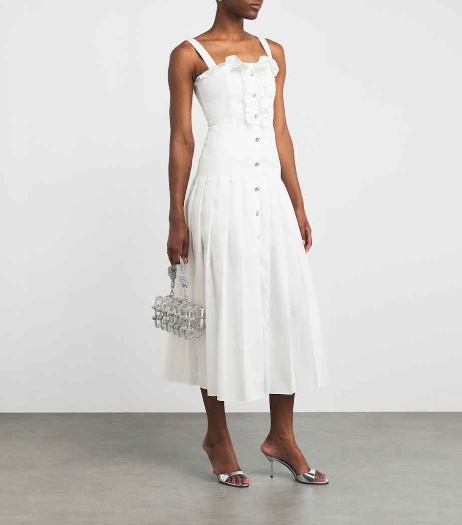 Cotton Poplin Pleated Midi Dress 0822 WHITE Image 2
