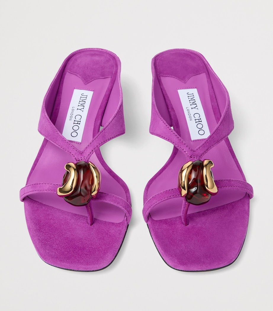 Jimmy Choo Emeristone 35 Suede Heeled Mules Violet Orchid/dark A Image 4