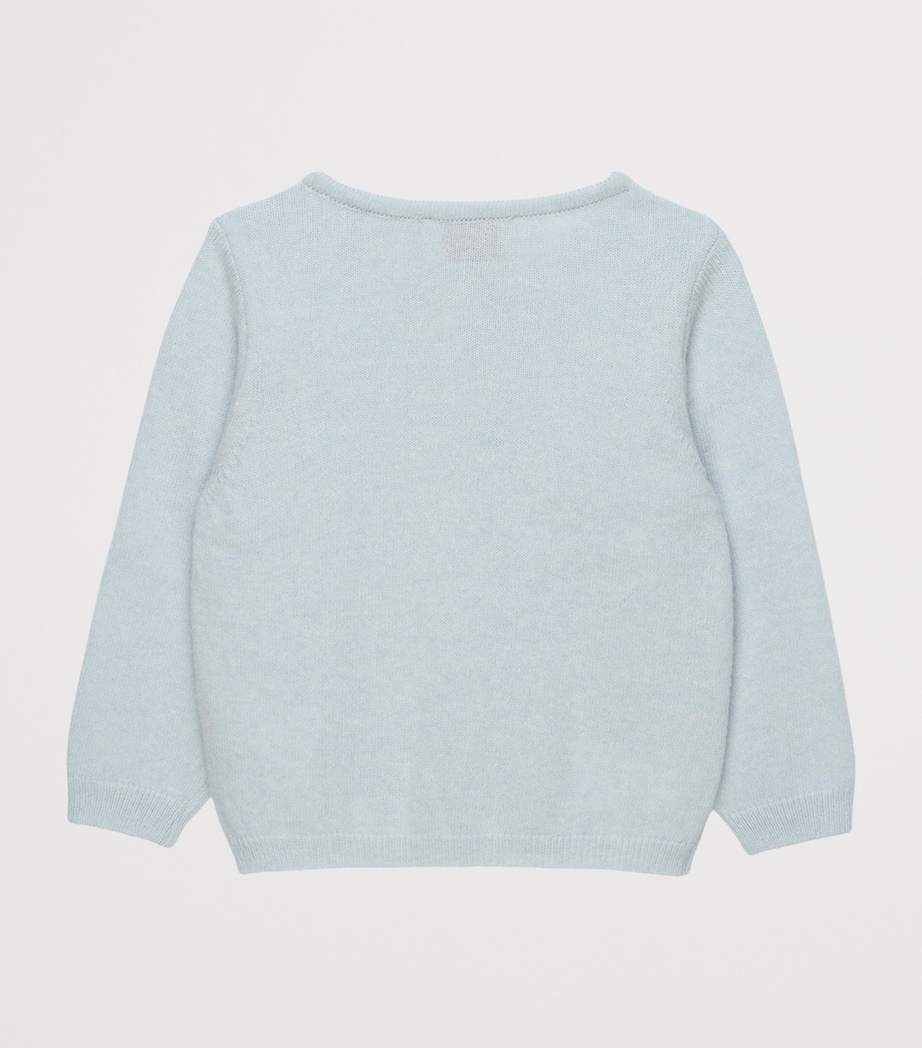 Trotters Knitted Bow Cardigan (3-24 Months) Pale Blue Image 2