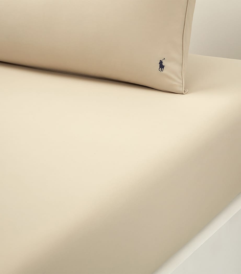 Ralph Lauren Home Cotton Player Super King Fitted Sheet (180cm x 200cm) Paleoak Image 2
