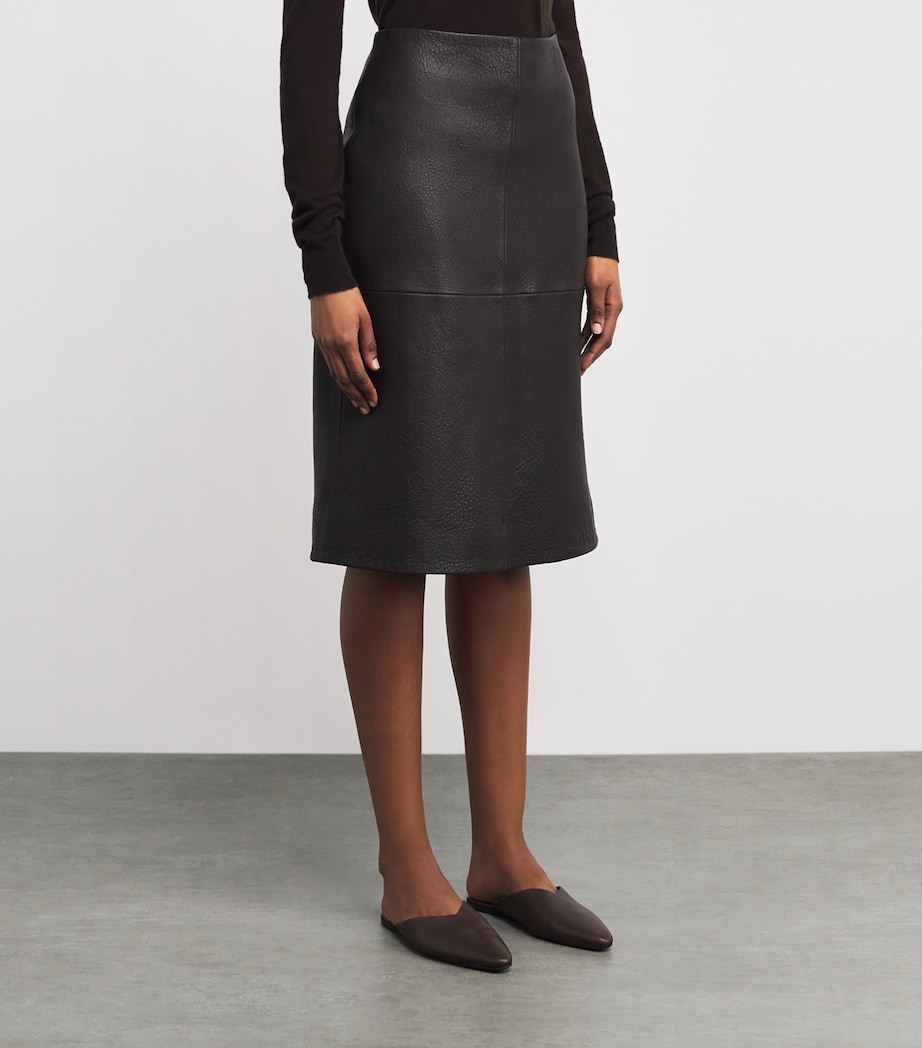 Leather Shroff Midi Skirt COCOA Image 3