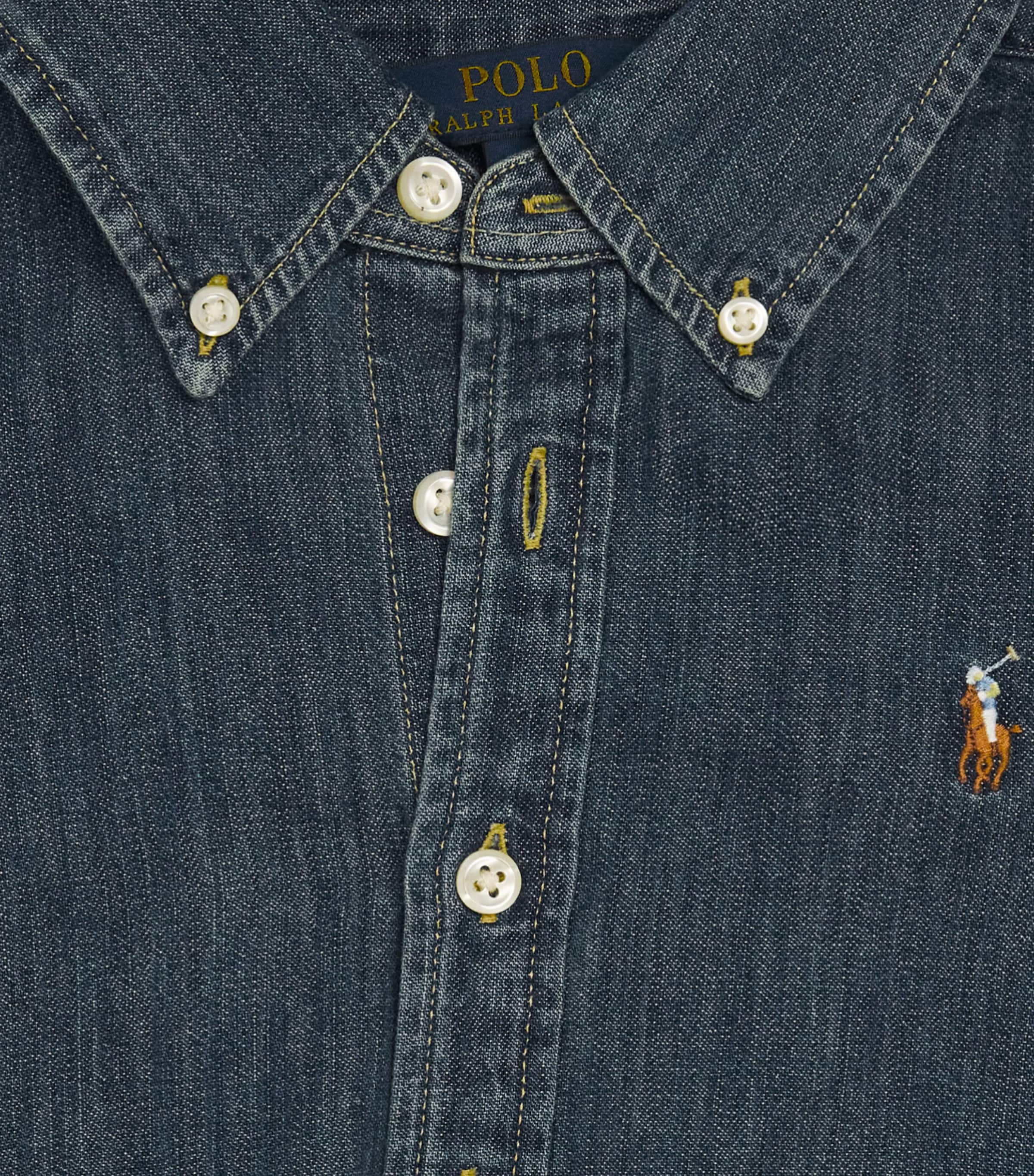 Ralph Lauren Kids Denim Belted Shirt Dress (7-12 Years) Indigo Image 3
