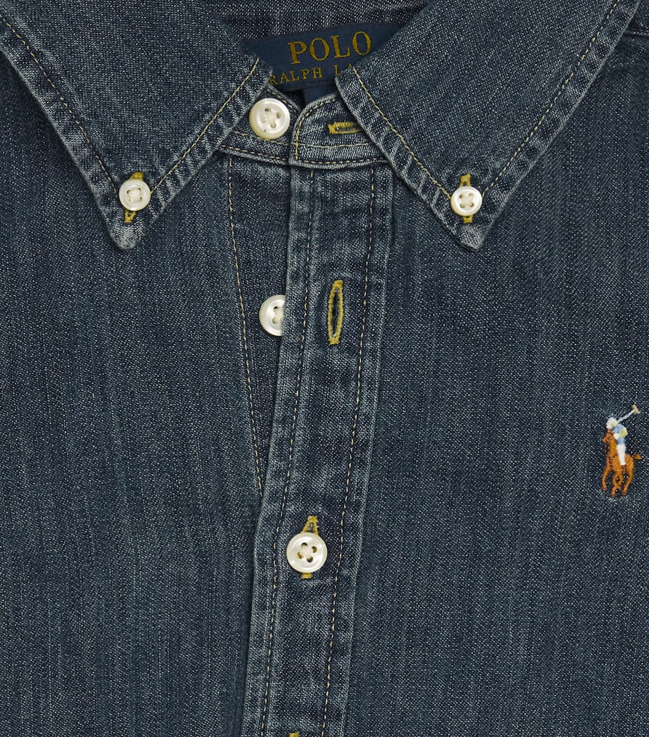 Ralph Lauren Kids Denim Belted Shirt Dress (7-12 Years) Indigo Image 3
