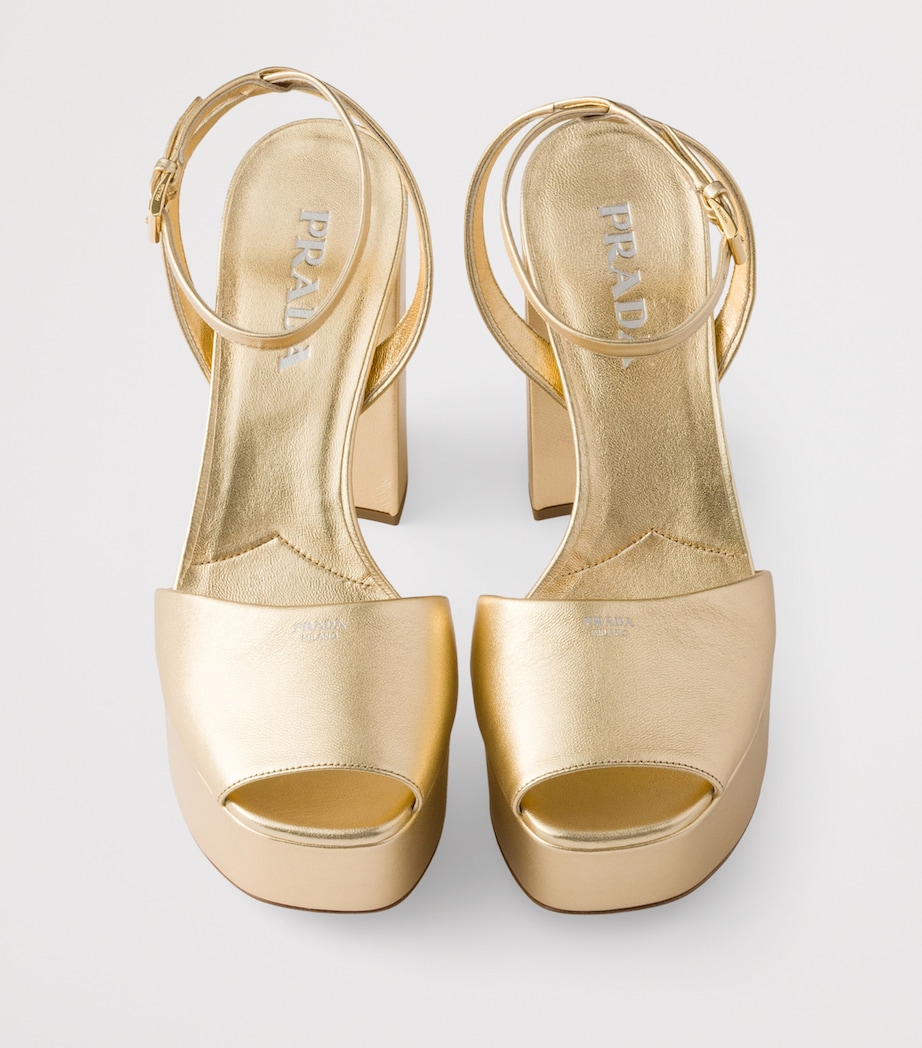 Metallic Leather Platform Sandals F0522 Image 3