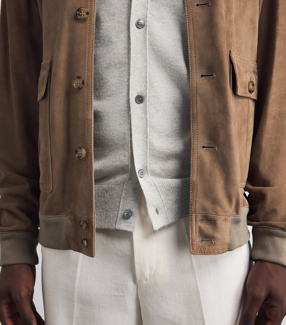 Paul & Shark Mens Cashmere-Linen Cardigan Light Grey Image 3