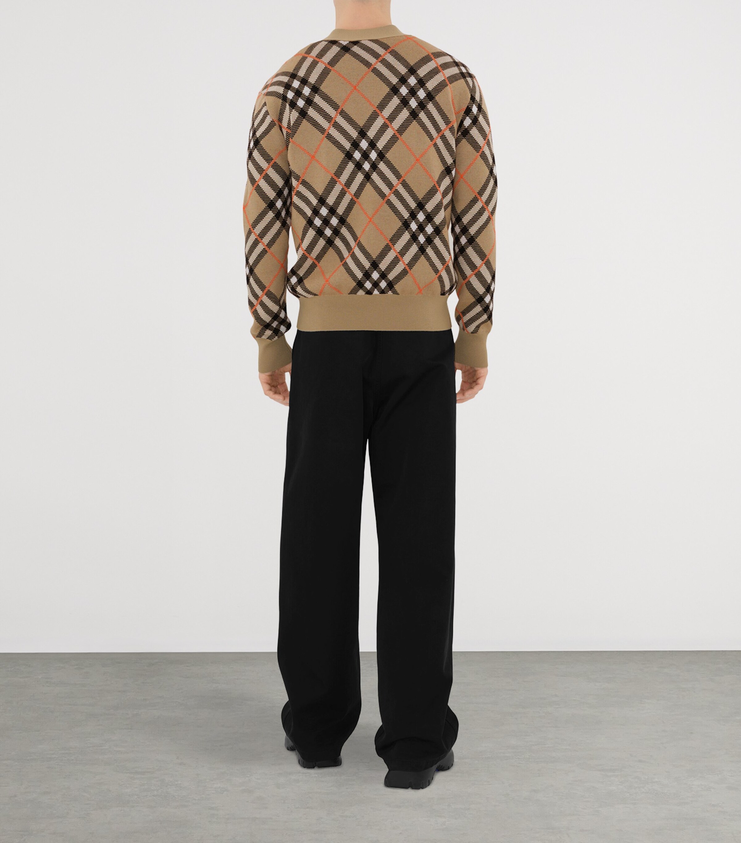 Wool-Blend Check Cardigan SAND IP CHECK Image 4