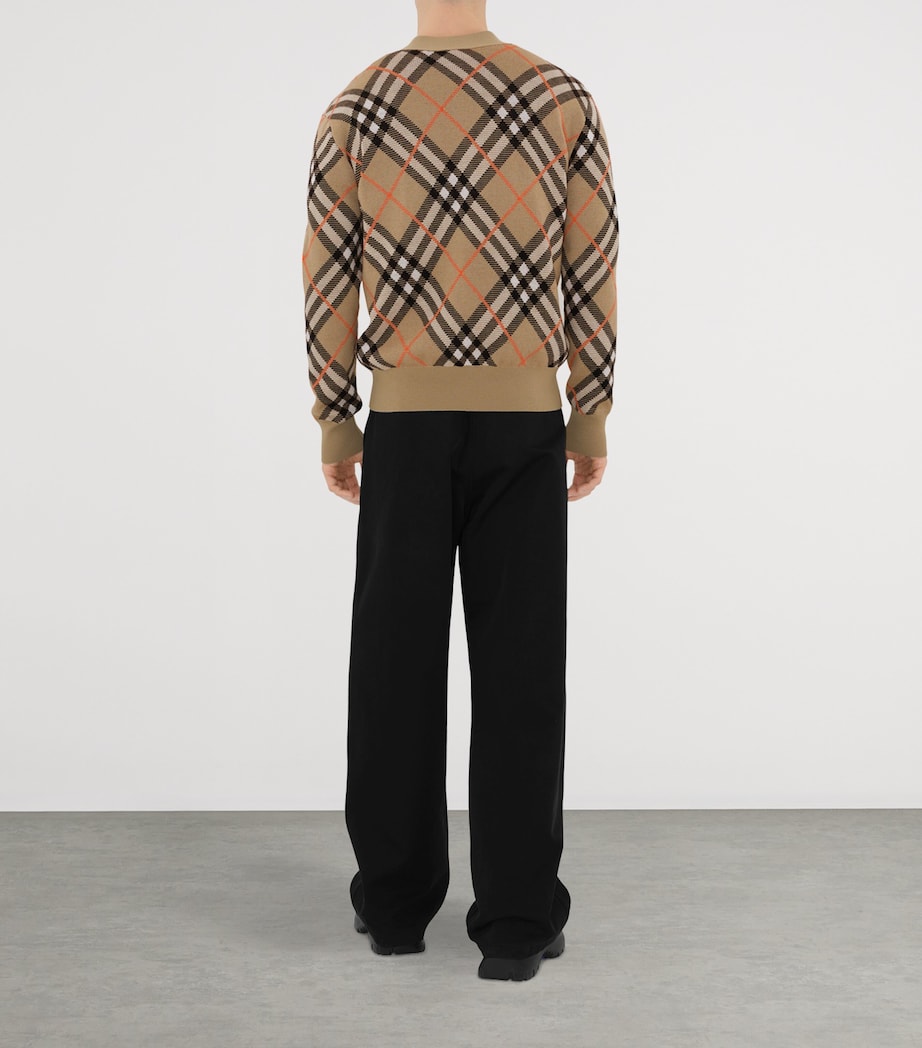 Wool-Blend Check Cardigan SAND IP CHECK Image 4