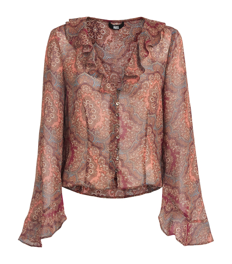 PAIGE Womens Silk Paisley Eve Blouse Sunset Multi Image 1