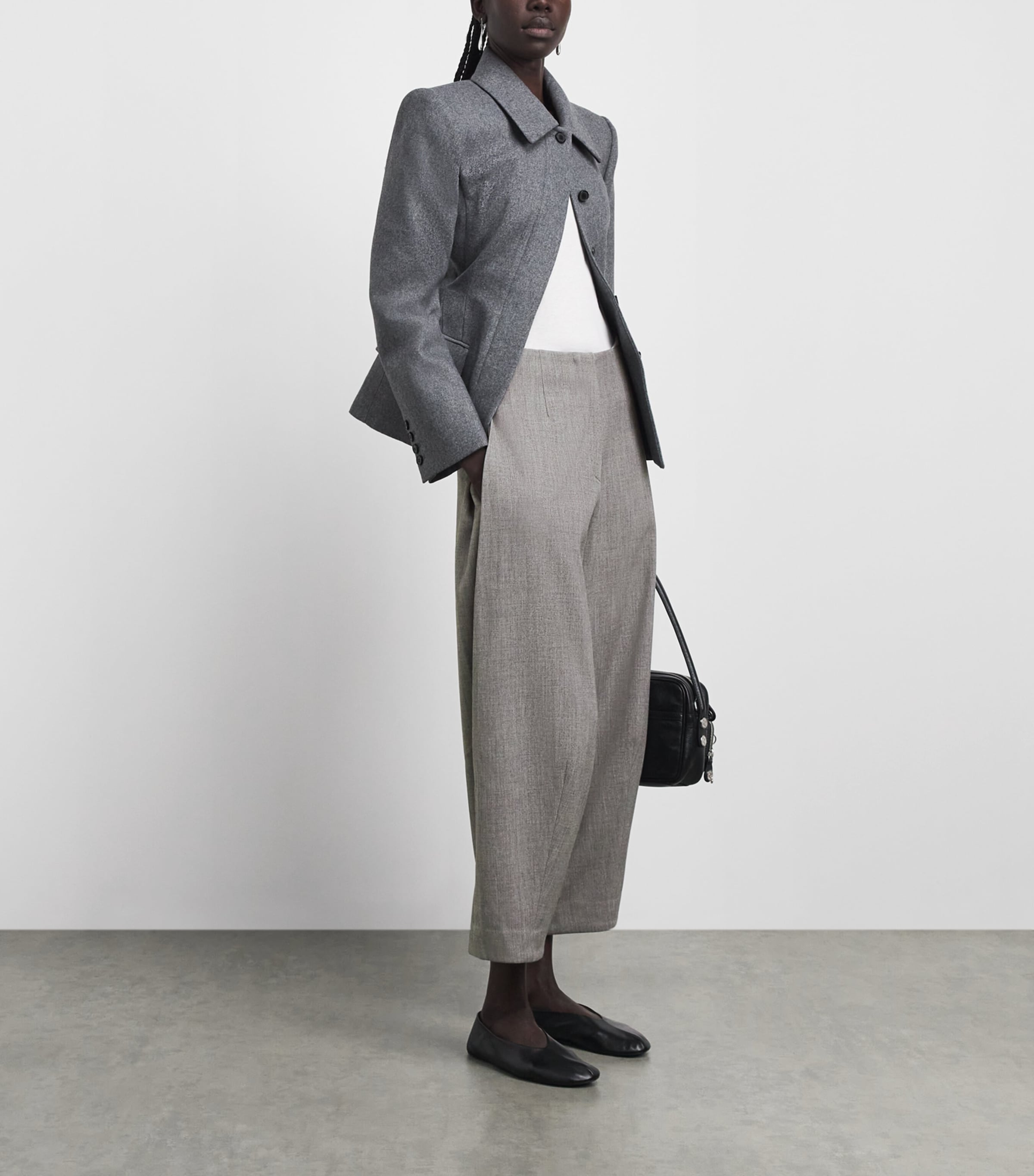 Source Unknown Womens Pintuck Bimba Wide-Leg Trousers Gy Image 2