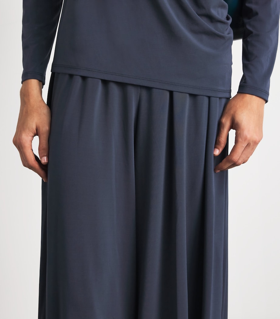 Issey Miyake Womens Drape Jersey Cropped Trousers Dark Navy Image 3