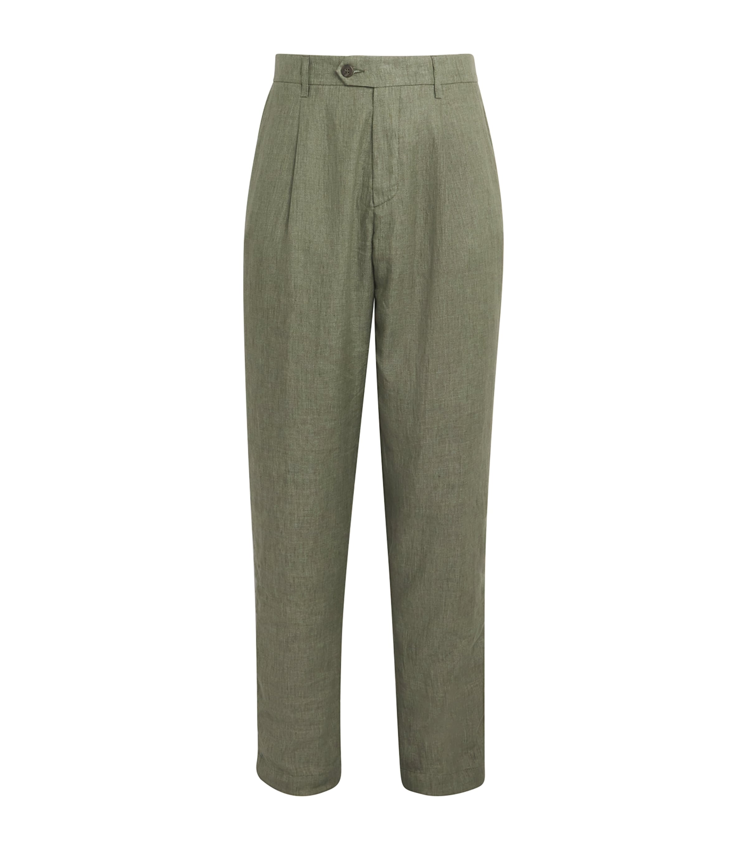 Eleventy X Harrods Linen Tailored Trousers In Green