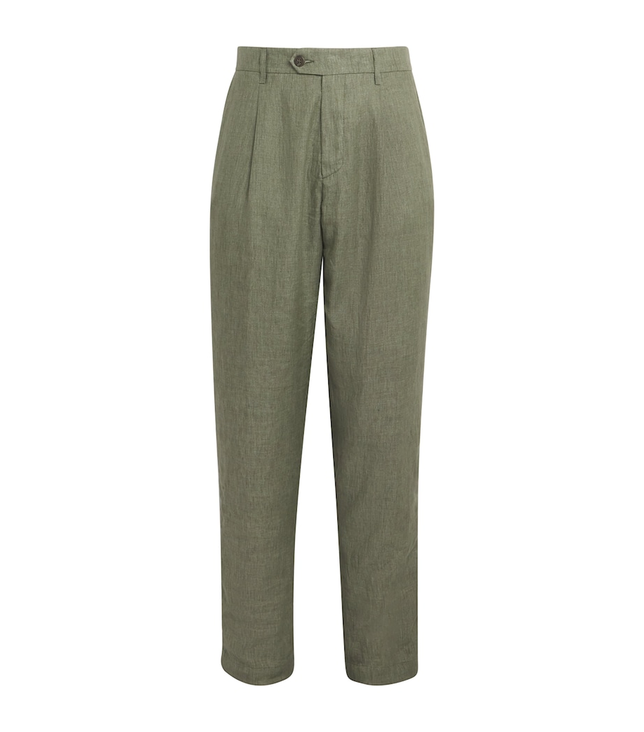 x Harrods Linen Tailored Trousers MILITARY GREEN Image 1