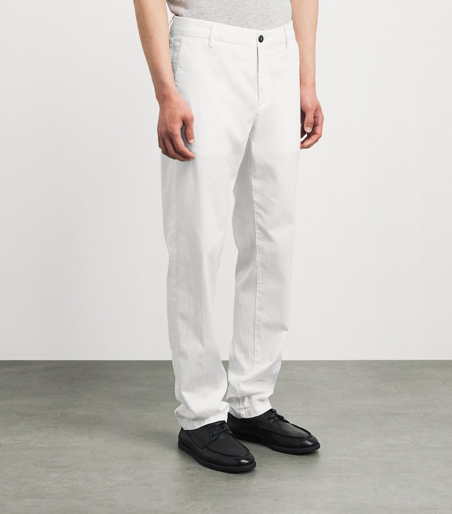 Eleventy Mens Cotton-Silk Chinos Bianco Image 4