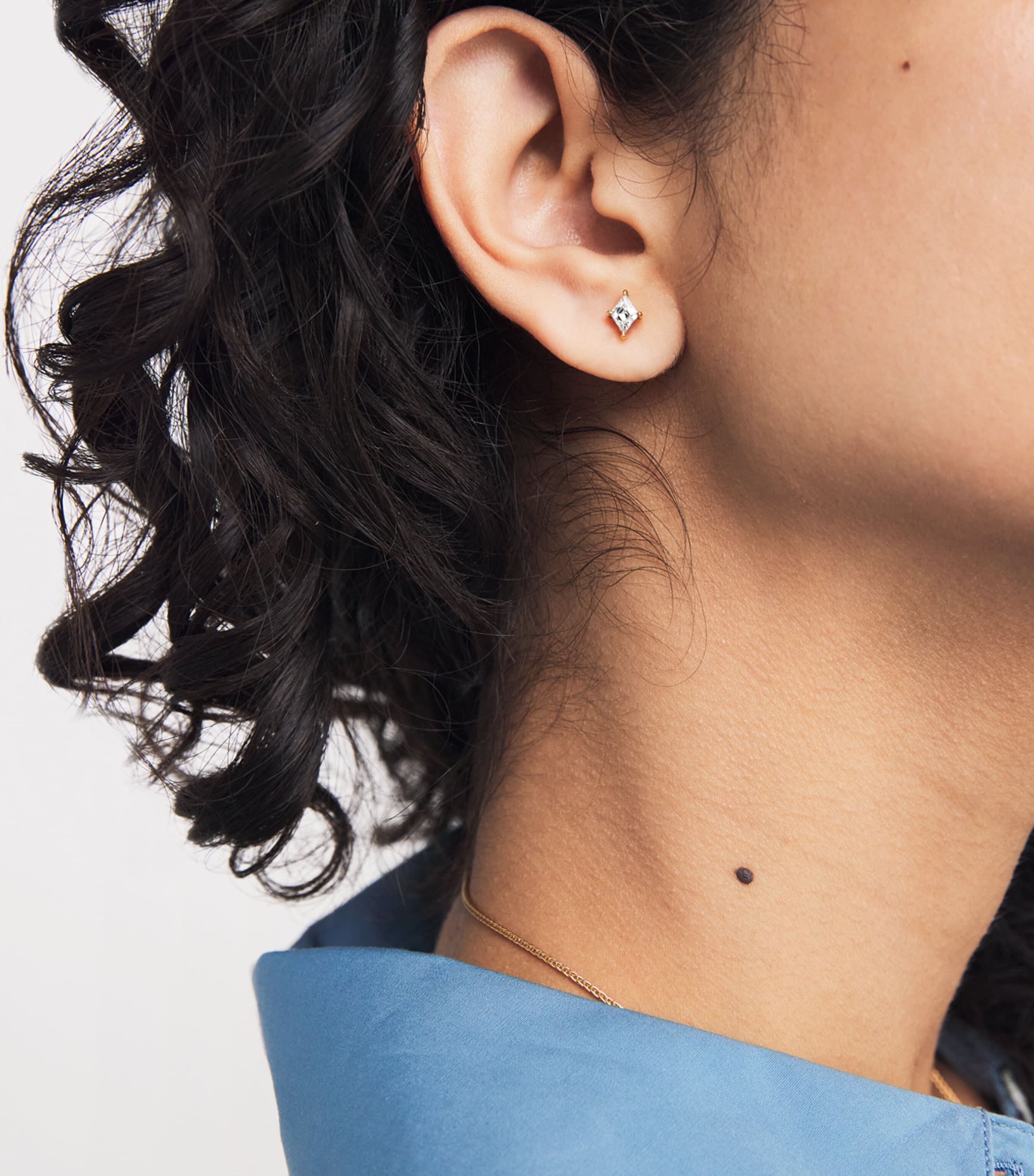 Yellow Gold and Diamond Lozenge Stud Earrings YELLOW GOLD Image 2