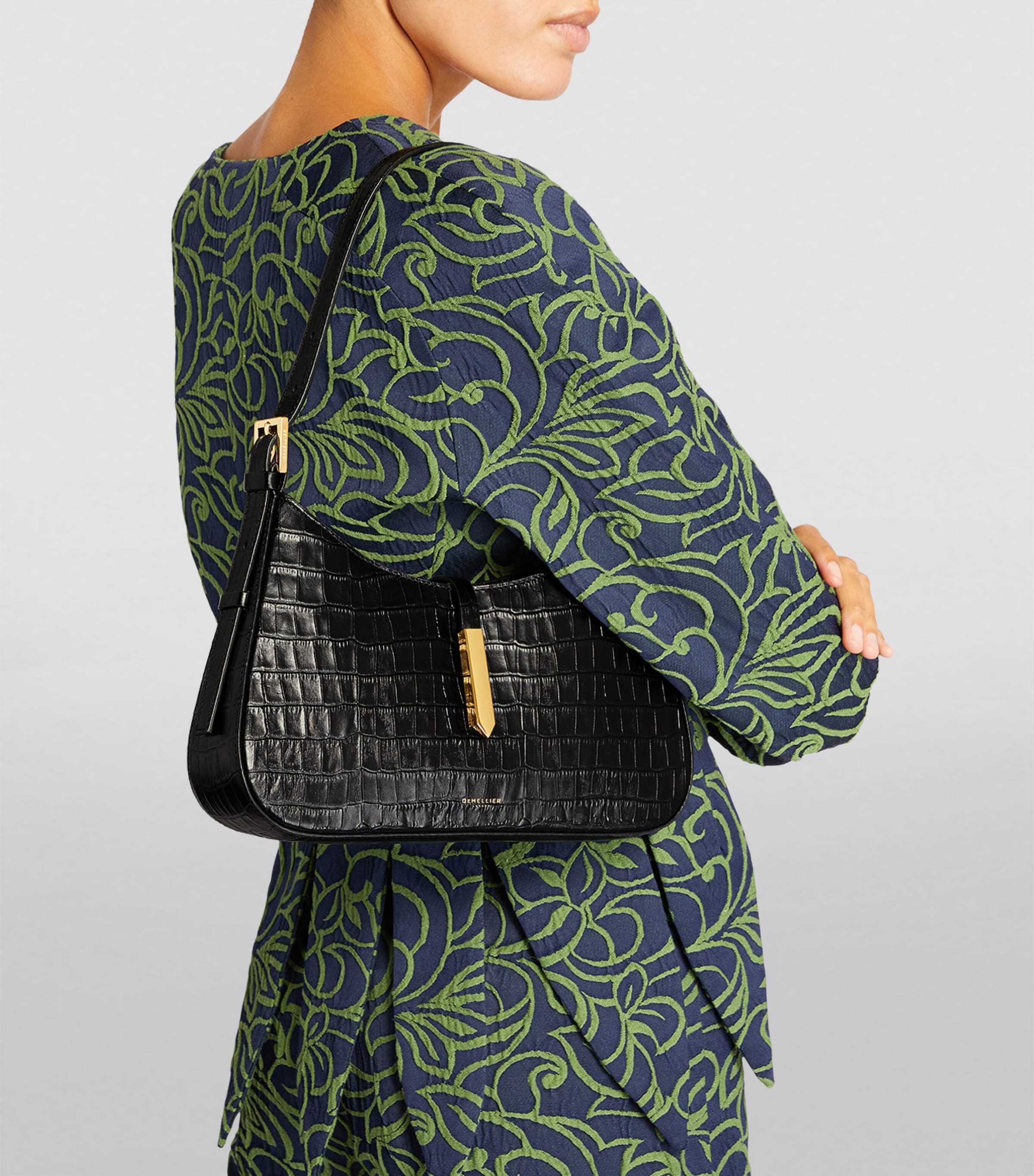 Demellier Leather Croc-Effect Tokyo Shoulder Bag | Harrods UK