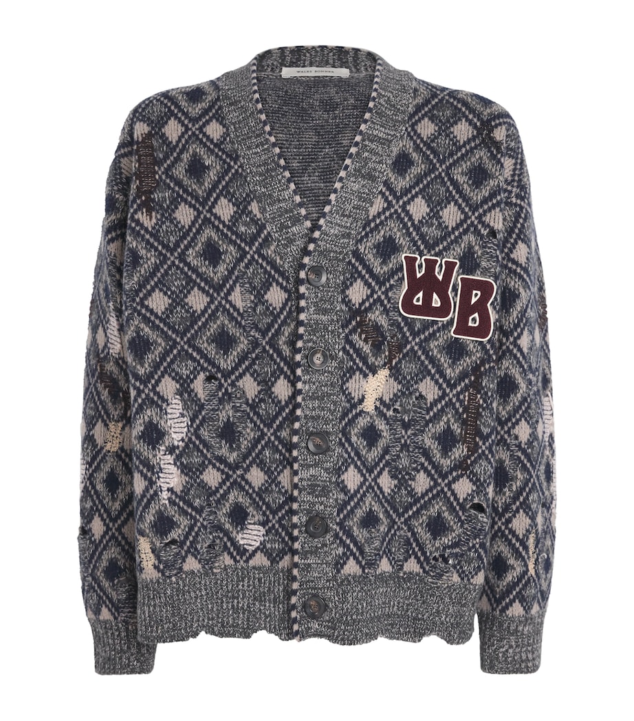 Wool Sibling Cardigan GREYBLACK NAVY IVORY Image 1