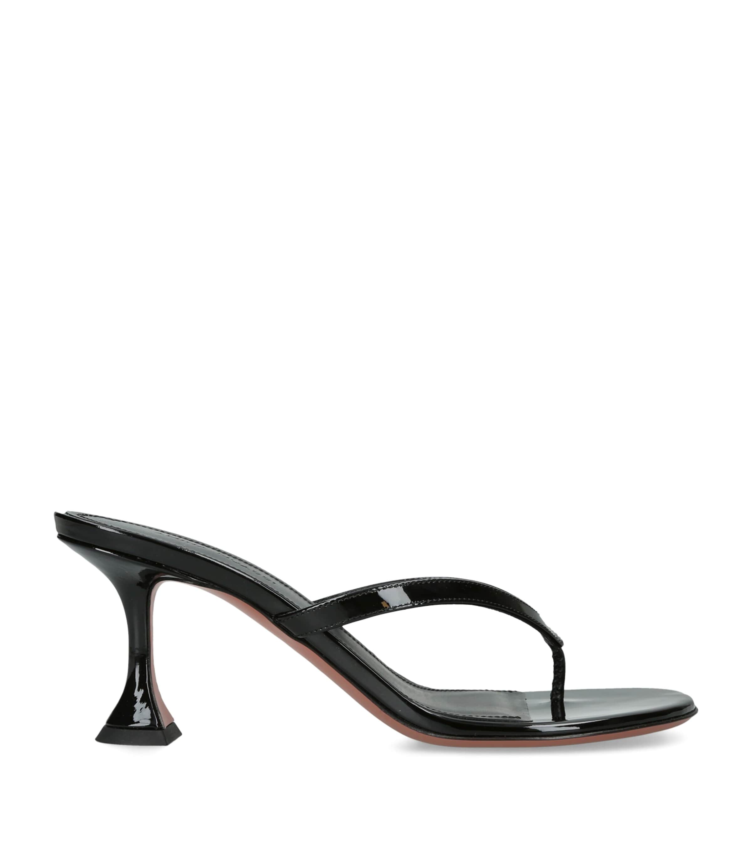 Amina Muaddi Patent Leather Juliette Heeled Sandals 70 Black