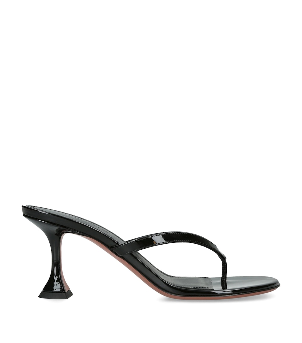 Amina Muaddi Patent Leather Juliette Heeled Sandals 70 Black