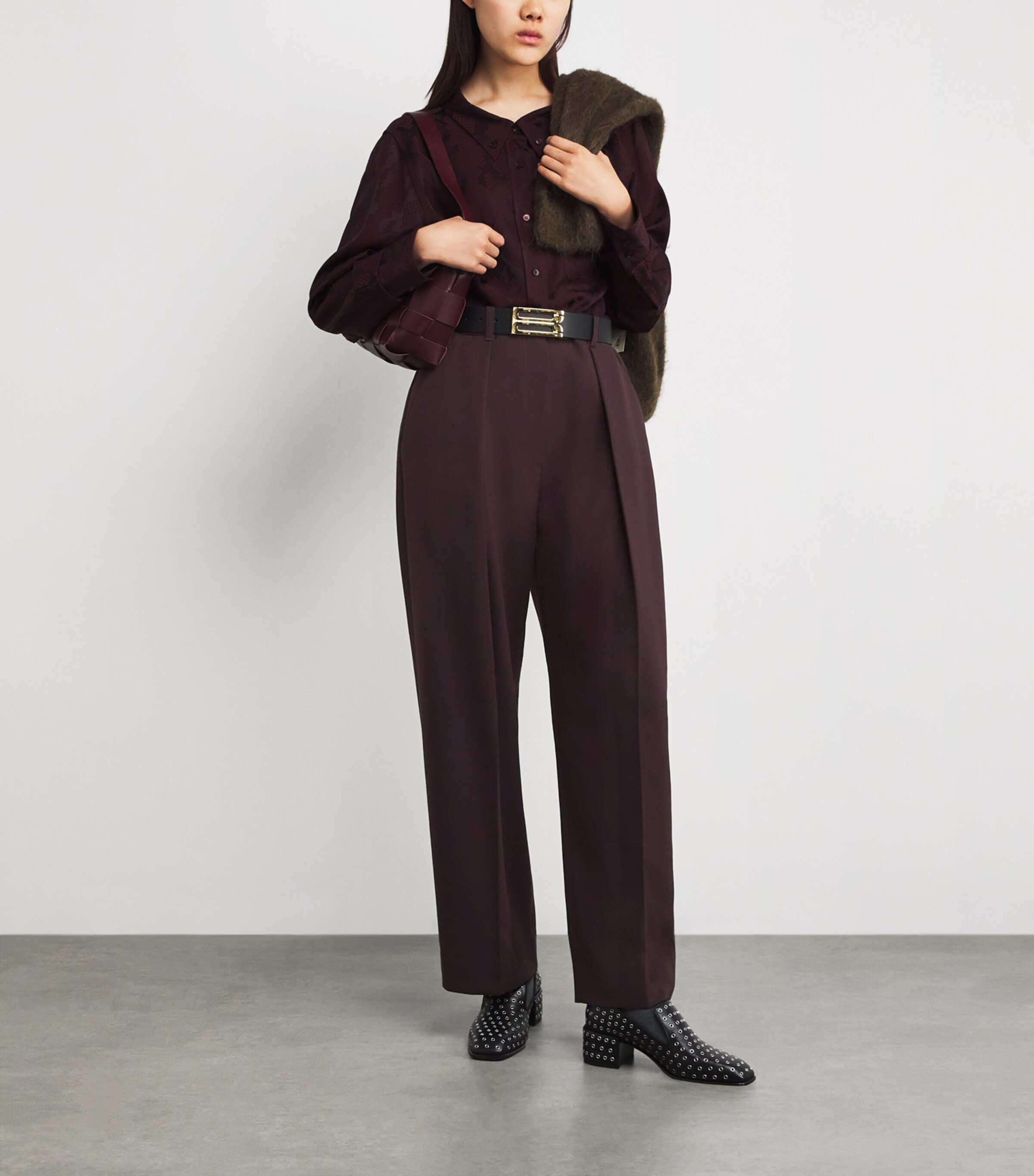 Pleated Wide-Leg Trousers 8849 DEEP MAHOGANY Image 2