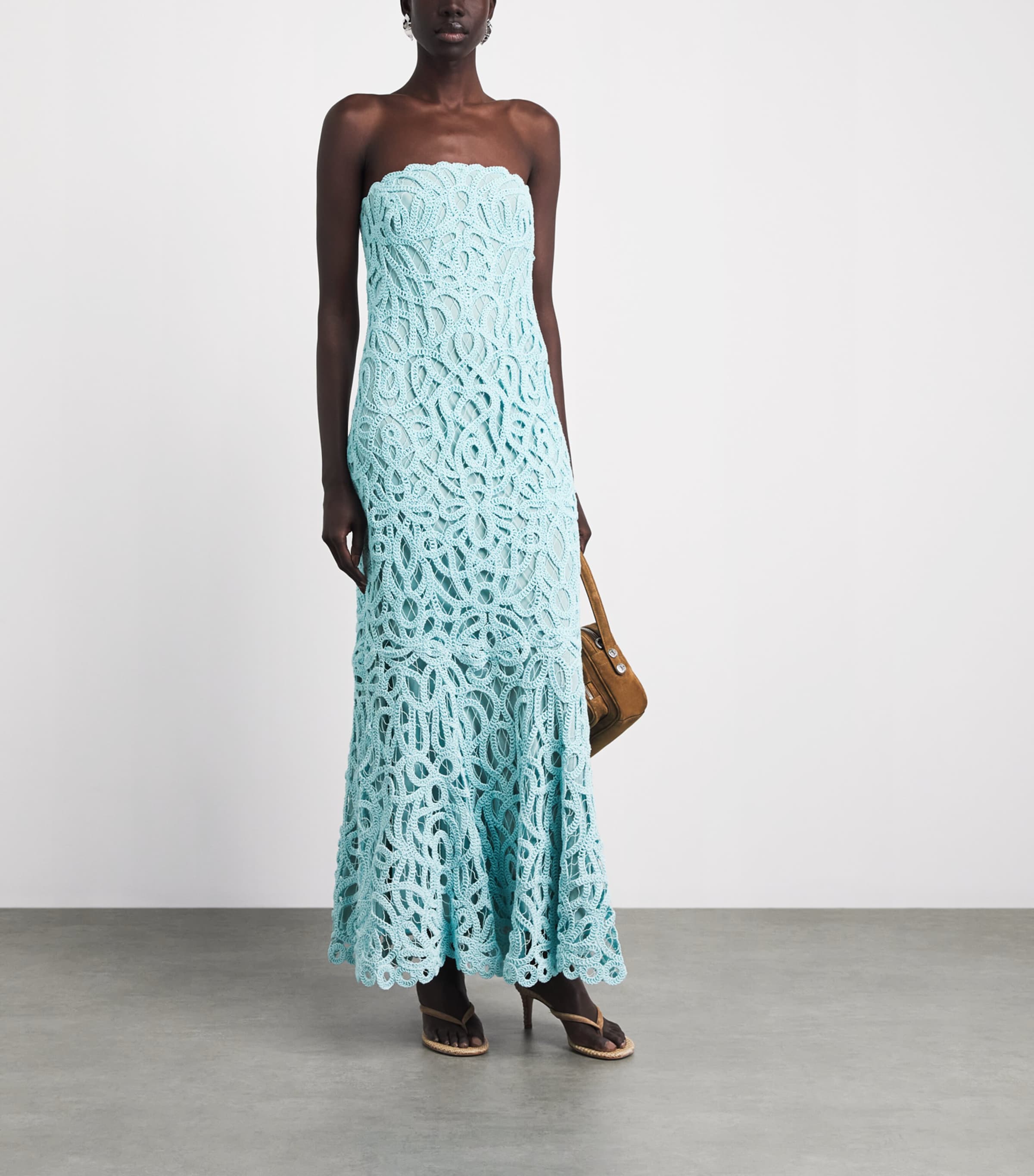 Simkhai Womens Lace Clairis Midi Dress Pool Image 2