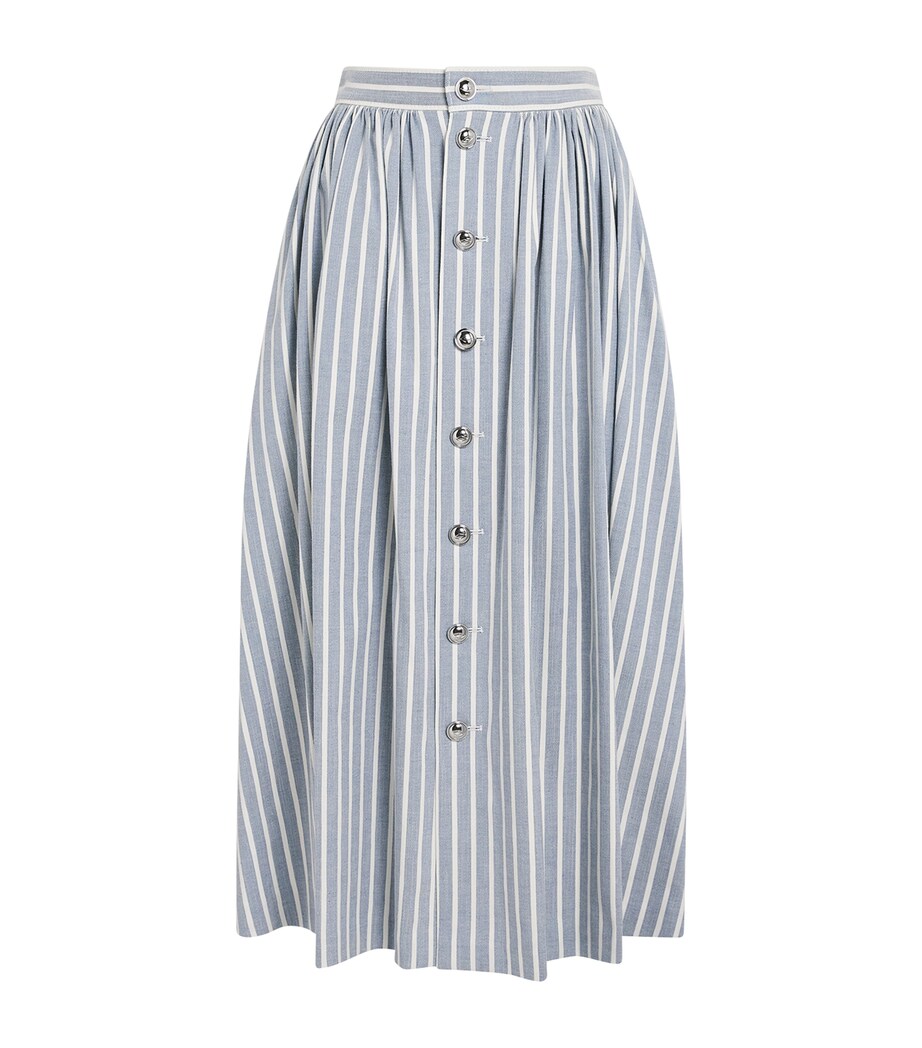 Denim Stripe Bryce Midi Skirt STONE BLUE/CHALK Image 1
