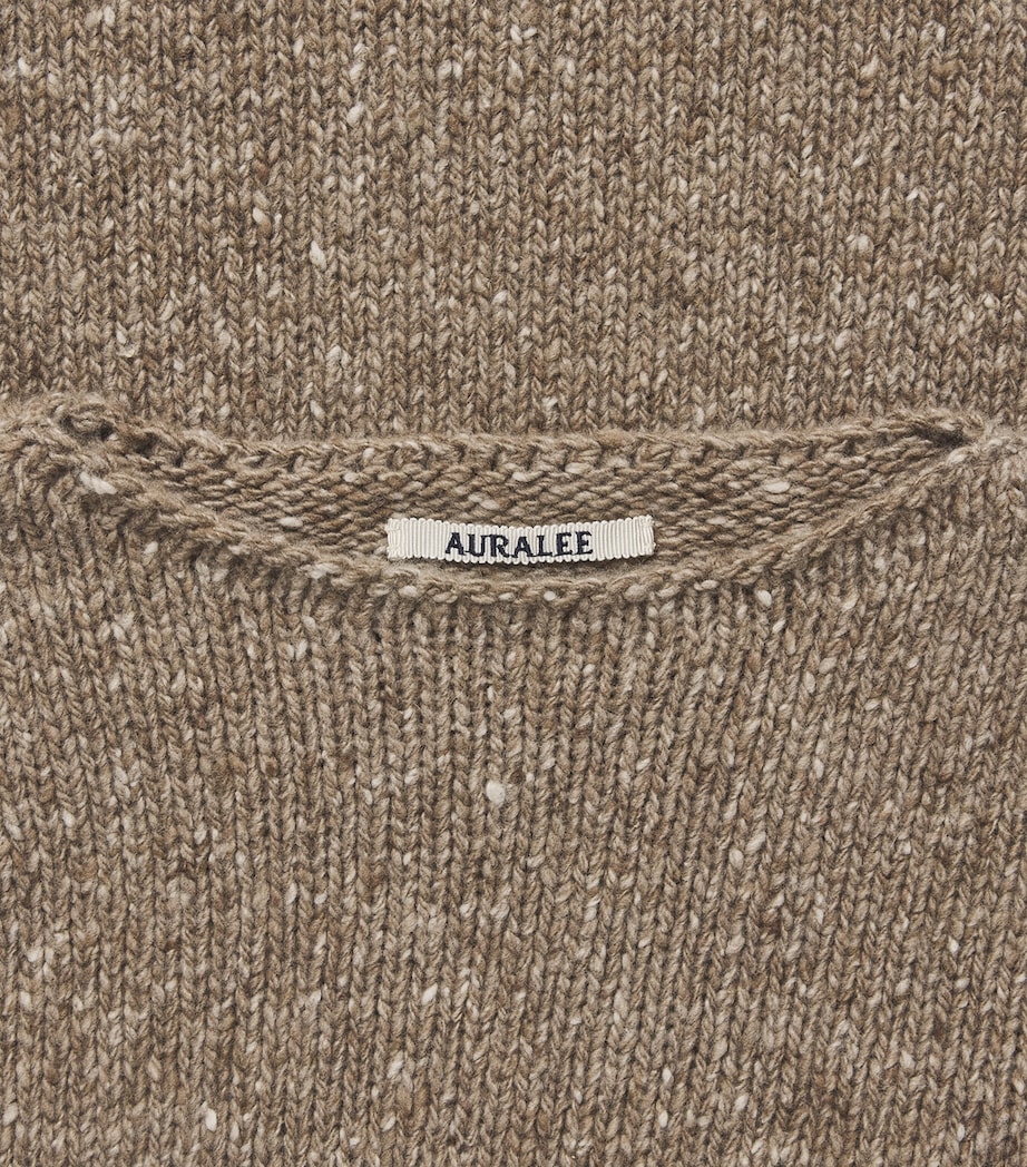 Auralee Mens Wool Tweed Sweater Top Brown Image 6